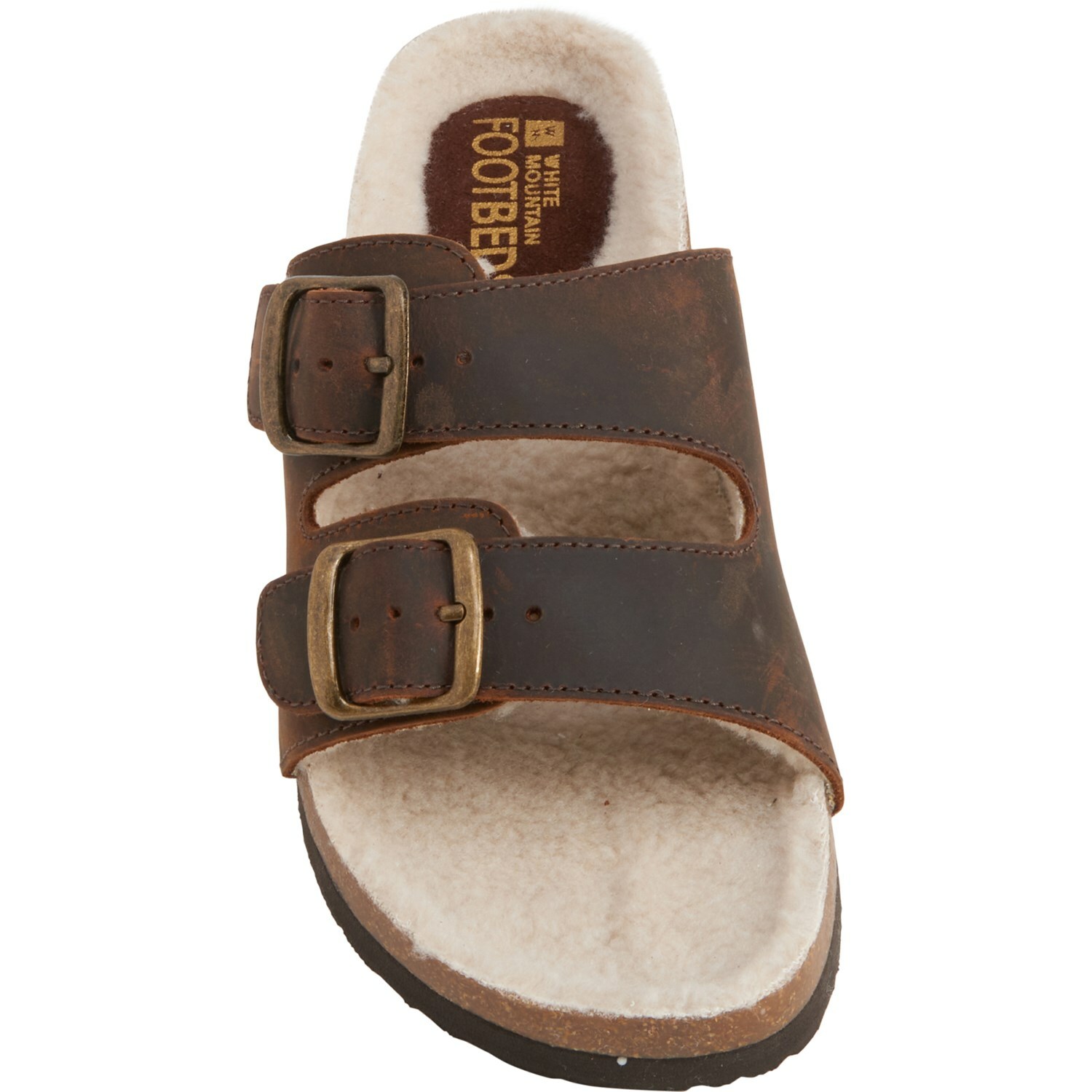 White Mountain Brown Distressed Oiled Leather Lined Buckle Sandals Womens size 7
