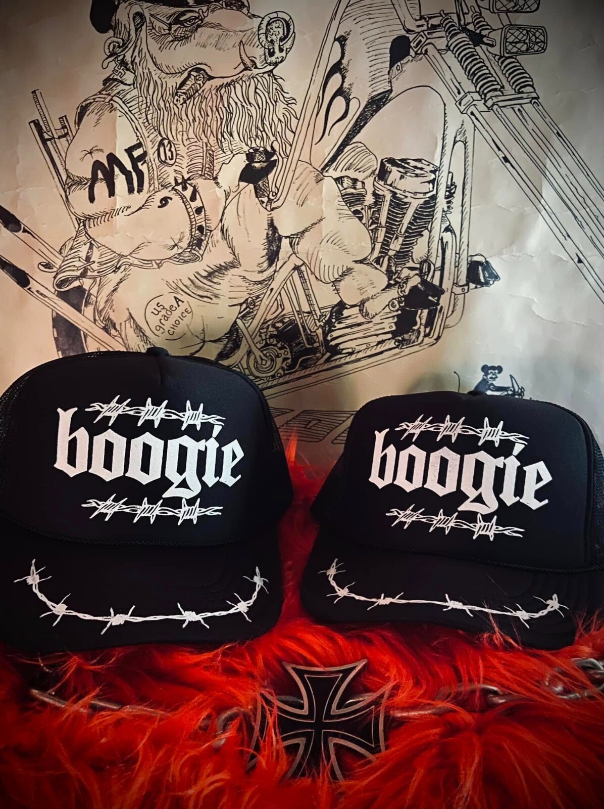 BOOGIE VAN party trucker hat econoline shorty chrome grill vintage playboy patch
