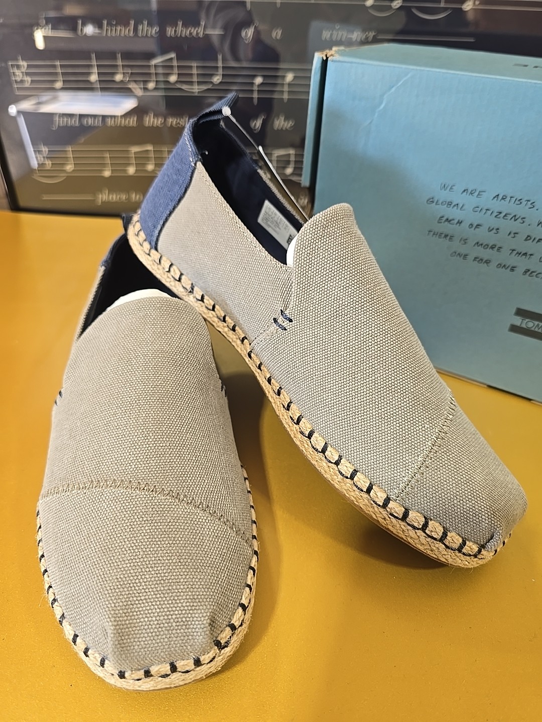 Toms Deconstructed Alpargata Rope Drizzle Grey Washed Canvas Mens Size 7