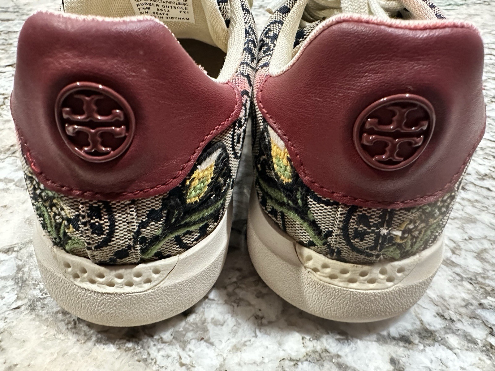 Tory Burch Howell T Monogram Jacquard Embroidered Cheetah Sneakers Women’s 7.5M