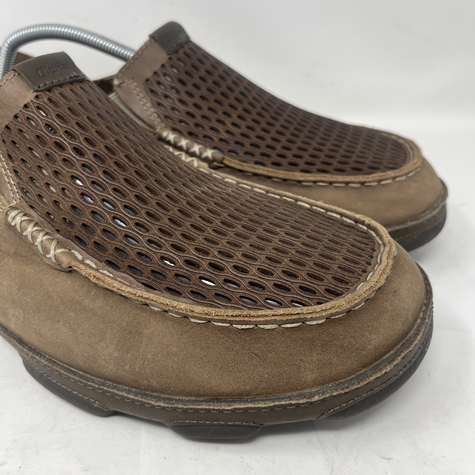 OluKai Moloa Aho Men’s 12 Nubuck Leather Slip On Loafers Clay Husk Walking