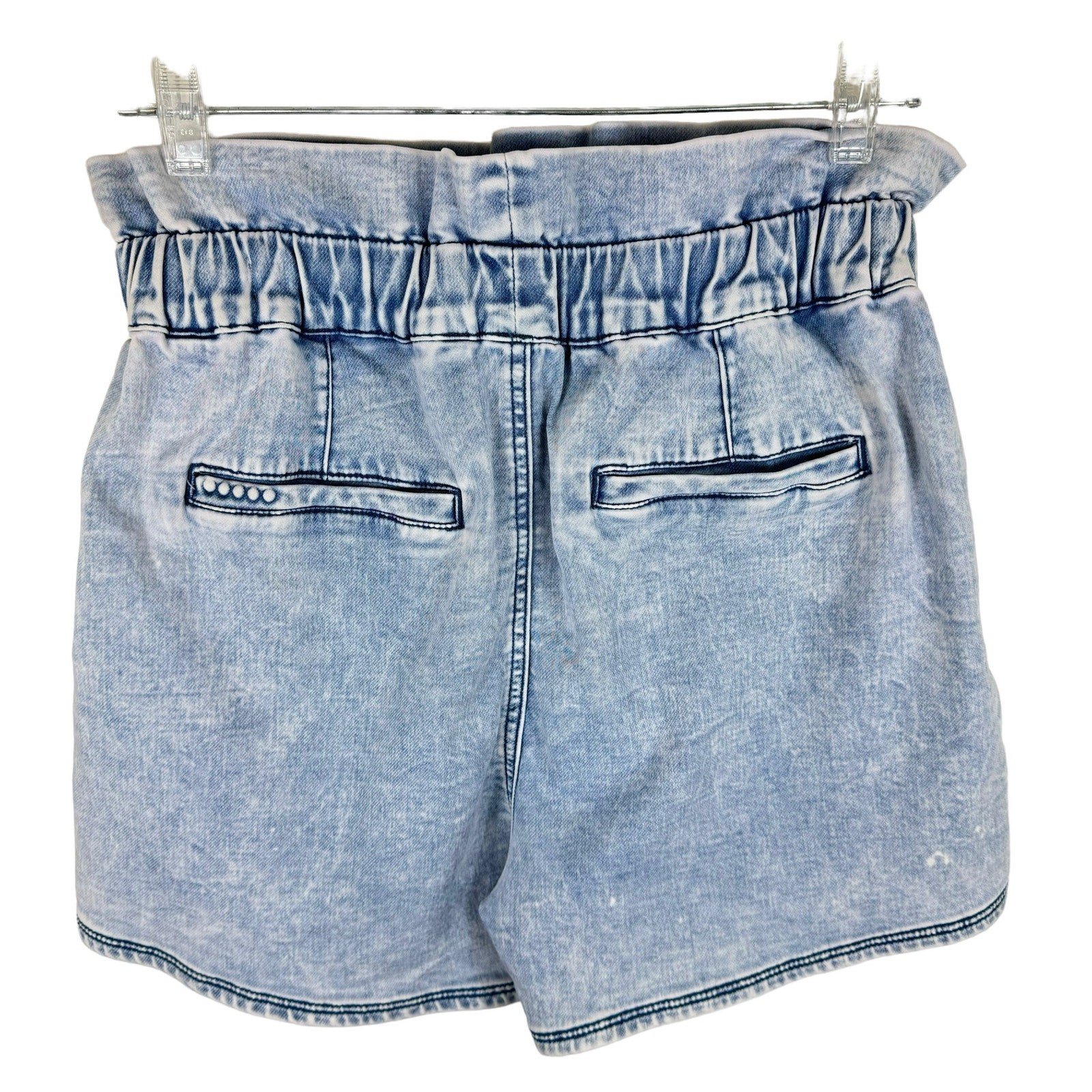 Blank NYC Light Wash High Rise Elastic Waist Denim Paper Bag Shorts Size 28