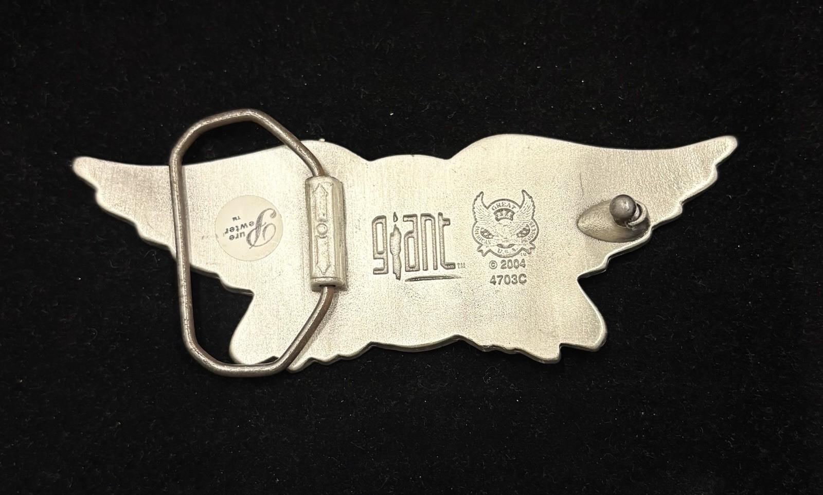 Vintage Aerosmith belt buckle features a metallic wings logo design RARE