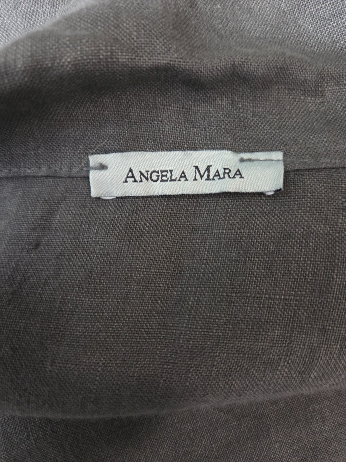 ANGELA MARA Long Open Front LINEN JACKET DUSTER, Size L, Dark Gray ITALY