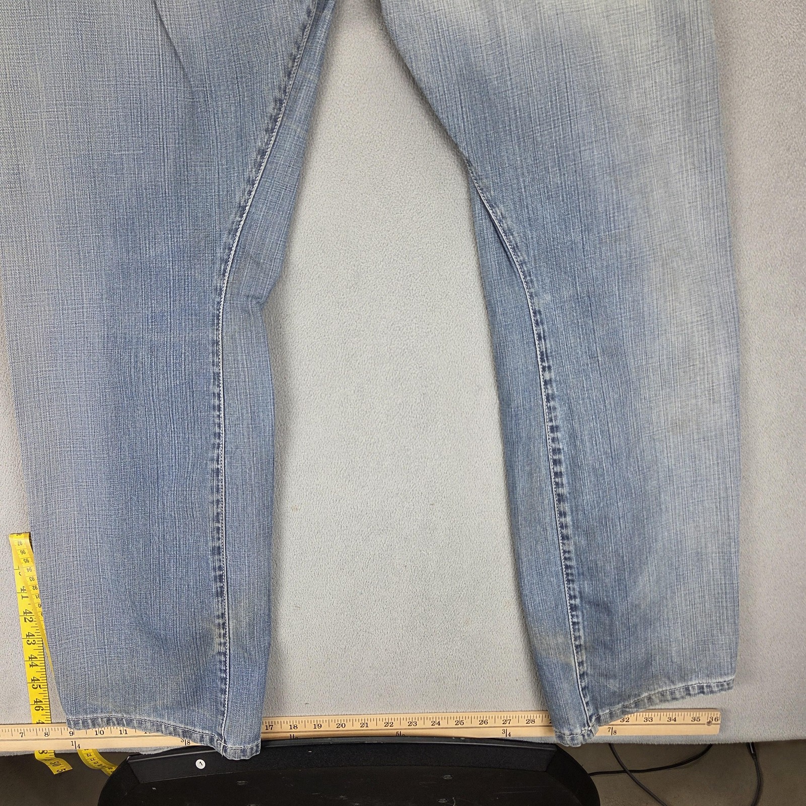 VTG Levis Engineered Jeans Mens Blue Twisted Button Fly Altered Hem Fits 34×32