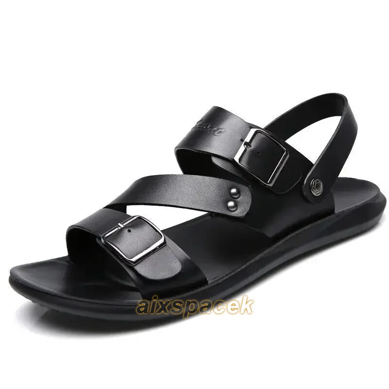 Fashion Comfortable Men’s Sandals Solid Color Open Toe Mens Leather Sandals