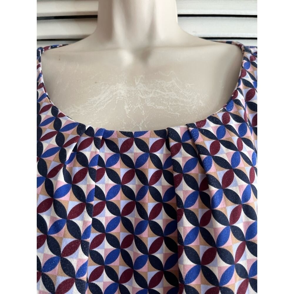 Talbots soft color print knit top 2X 3/4 sleeve 92 nylon 8 spandex scoop neck