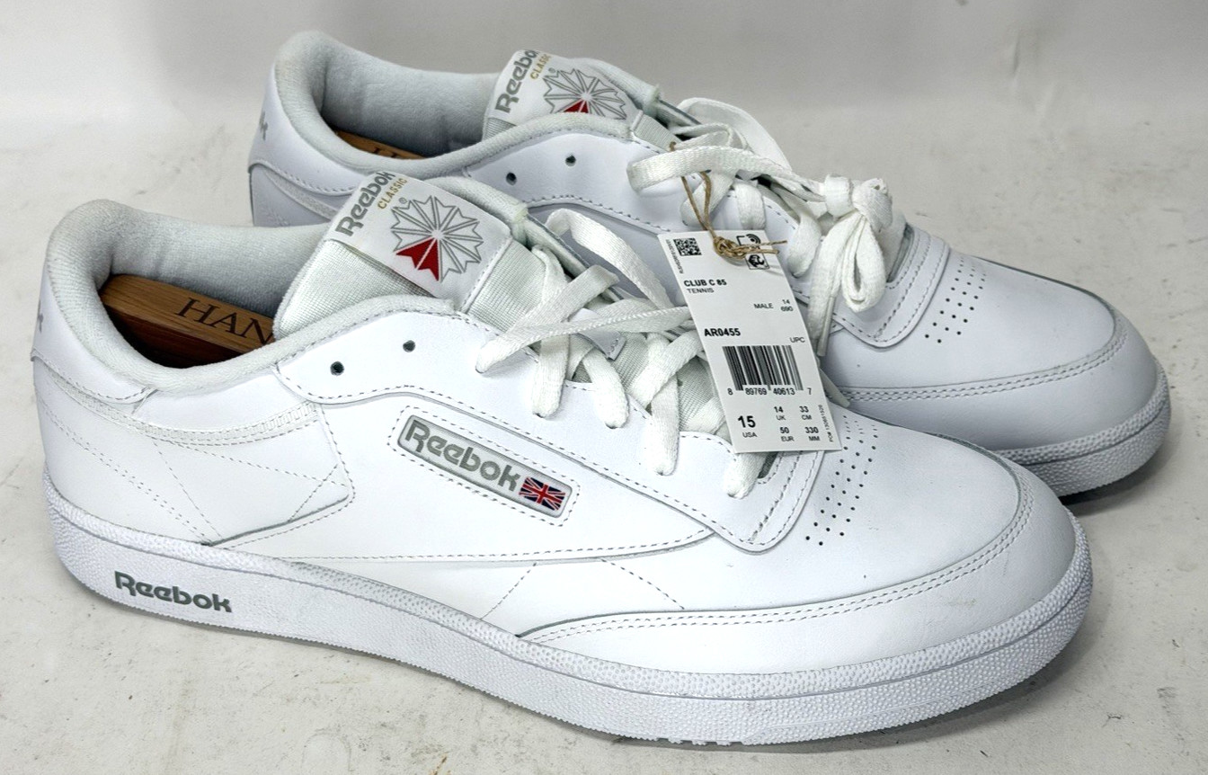 Reebok Club C 85 Classic White Leather Shoes Sneakers Men Size 15 ARO455 Low Top