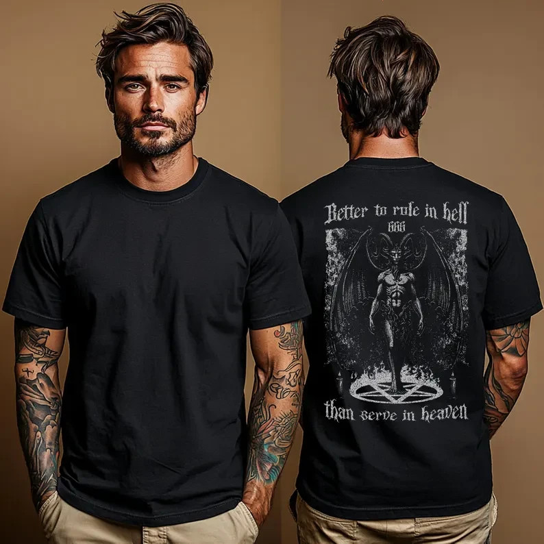 Baphomet Gothic Shirt, John Milton Quote Tee, Occult Symbol Shirt