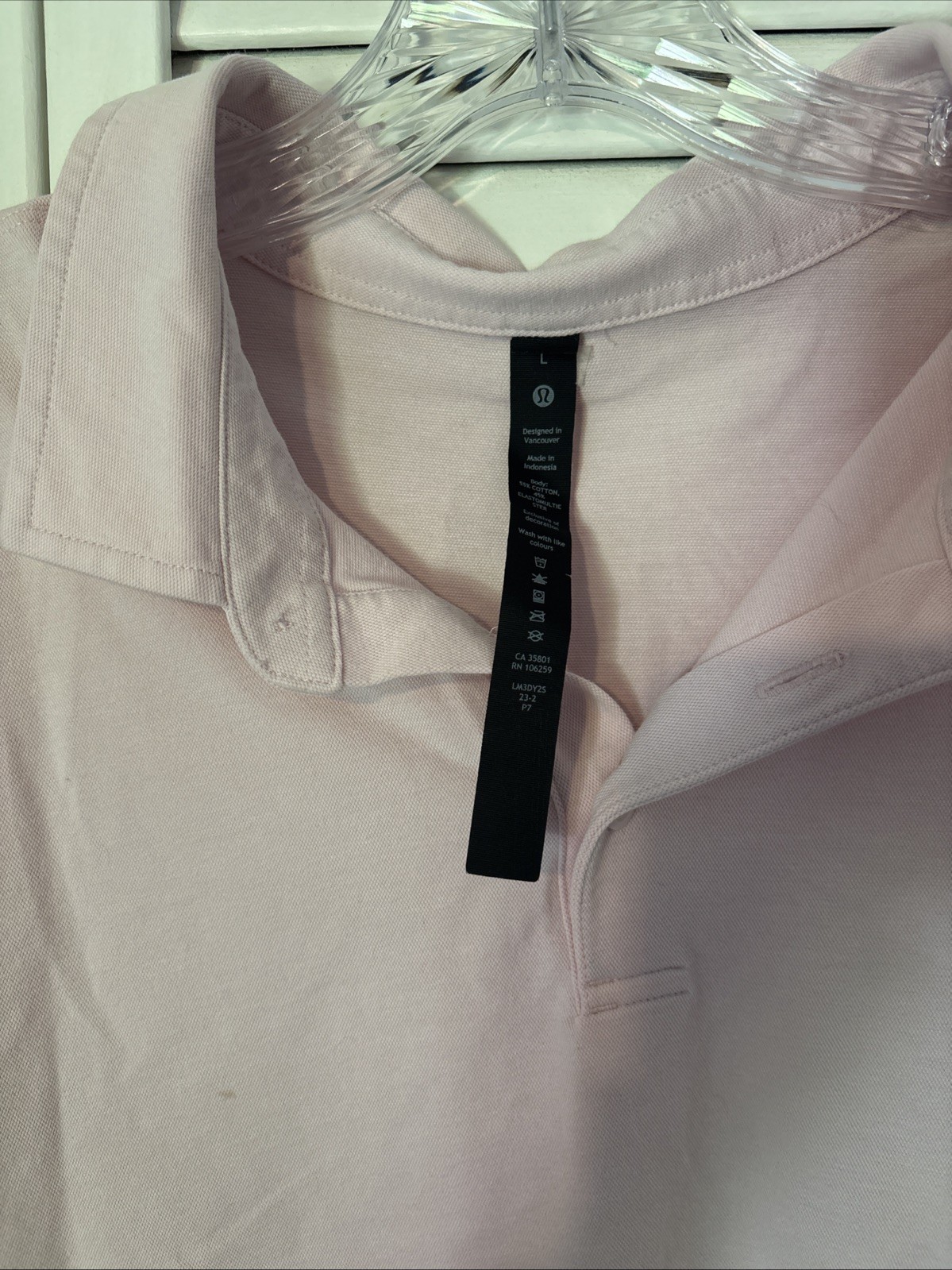 Lululemon Polo Shirt Men Large Pink Evolution Short Sleeve Performance Golf Tech
