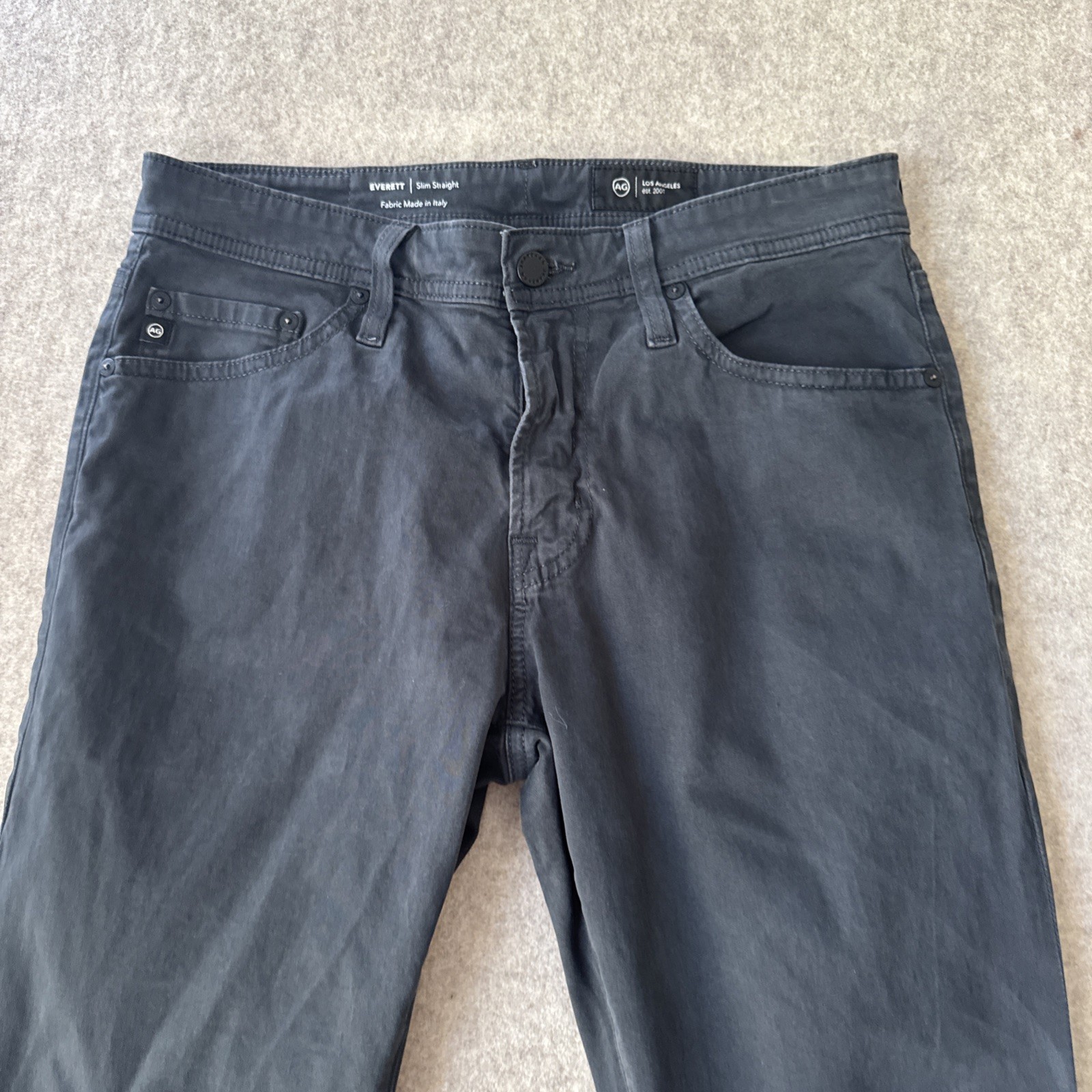 AG Adriano Goldschmied Everett Slim Straight Pants Mens Actual 30×29 Black Twill