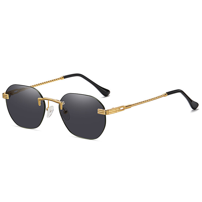 Rectangle Rimless Sunglasses Women 80s Retro Square Vintage Trendy Small Glasses