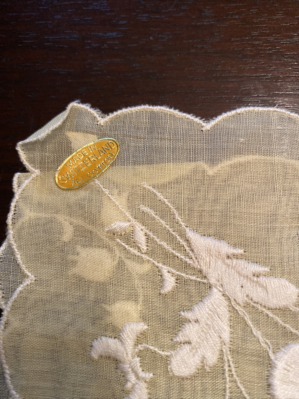 Vintage made in Switzerland pale yellow Linen Handkerchief Hanky approx 11″ sq