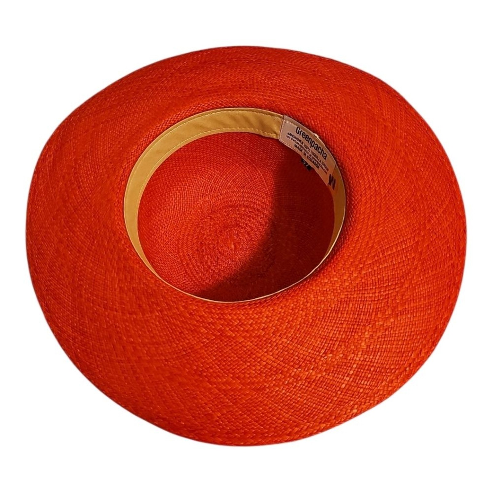 Greenpacha Panama Hat Medium Red Wide Brim 100% Toquilla Straw Handmade
