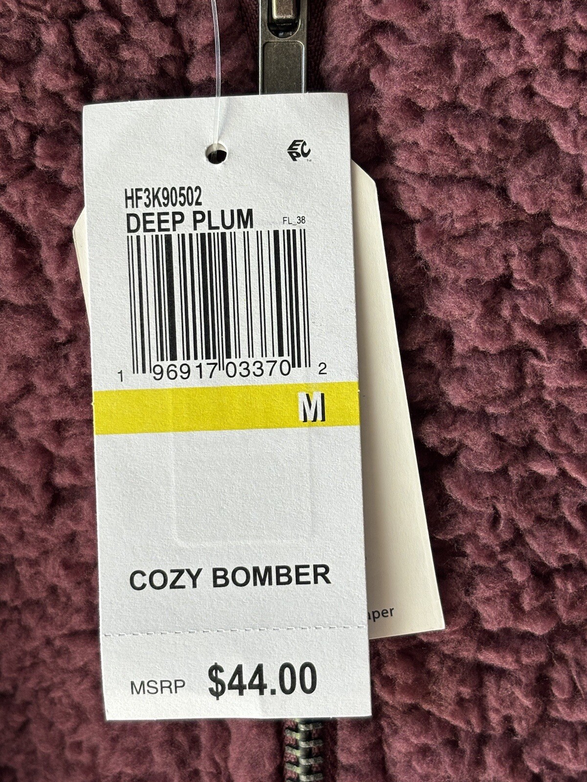 Hippie Rose Juniors Size M Deep Plum Sherpa Fleece Boxy Bomber Jacket – New