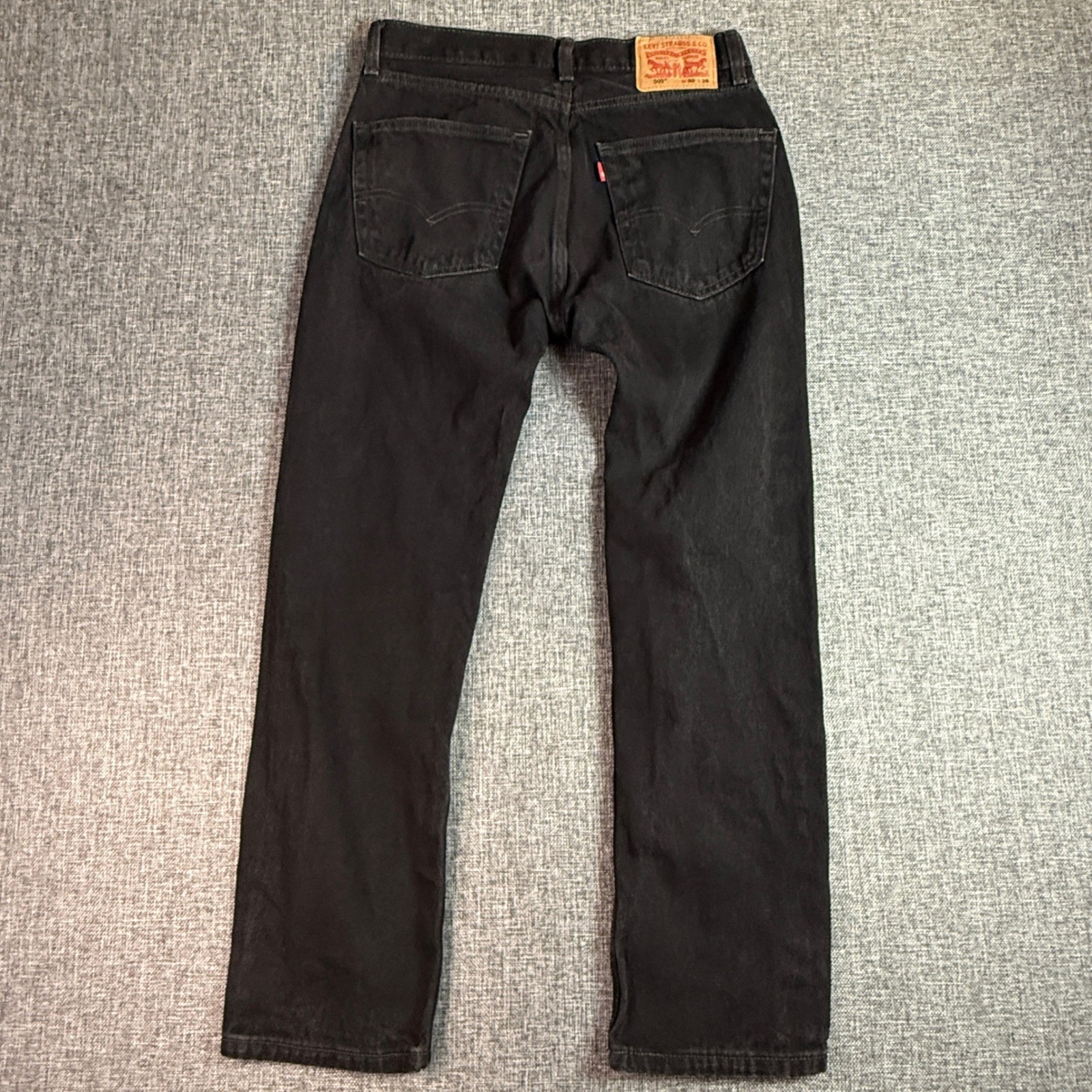 Levi’s 505 Jeans Mens Black Regular Fit Straight Leg Denim | 30×29