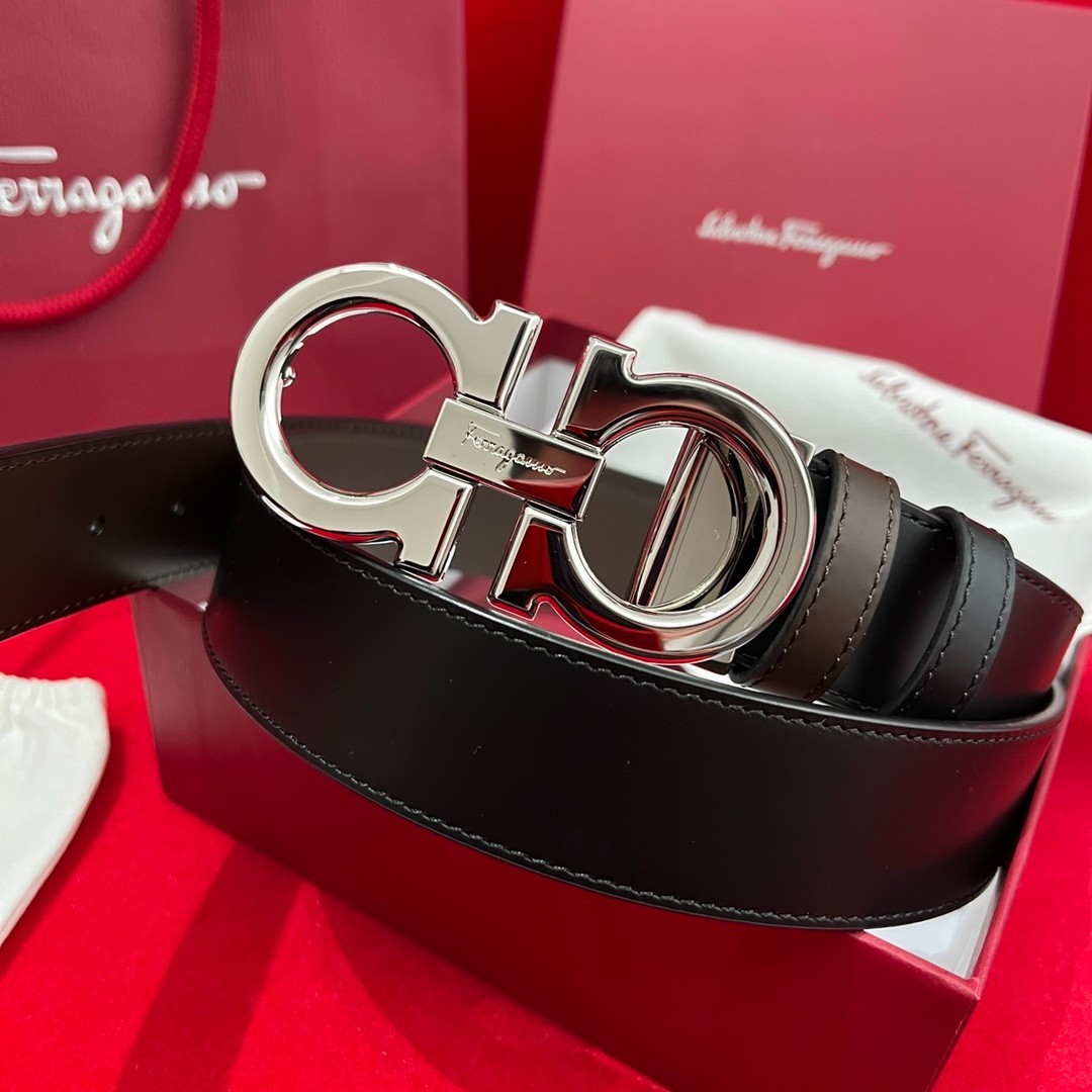 Salvatore Ferragamo Belt Handcrafted classic Italian leather belt Silver Buckle