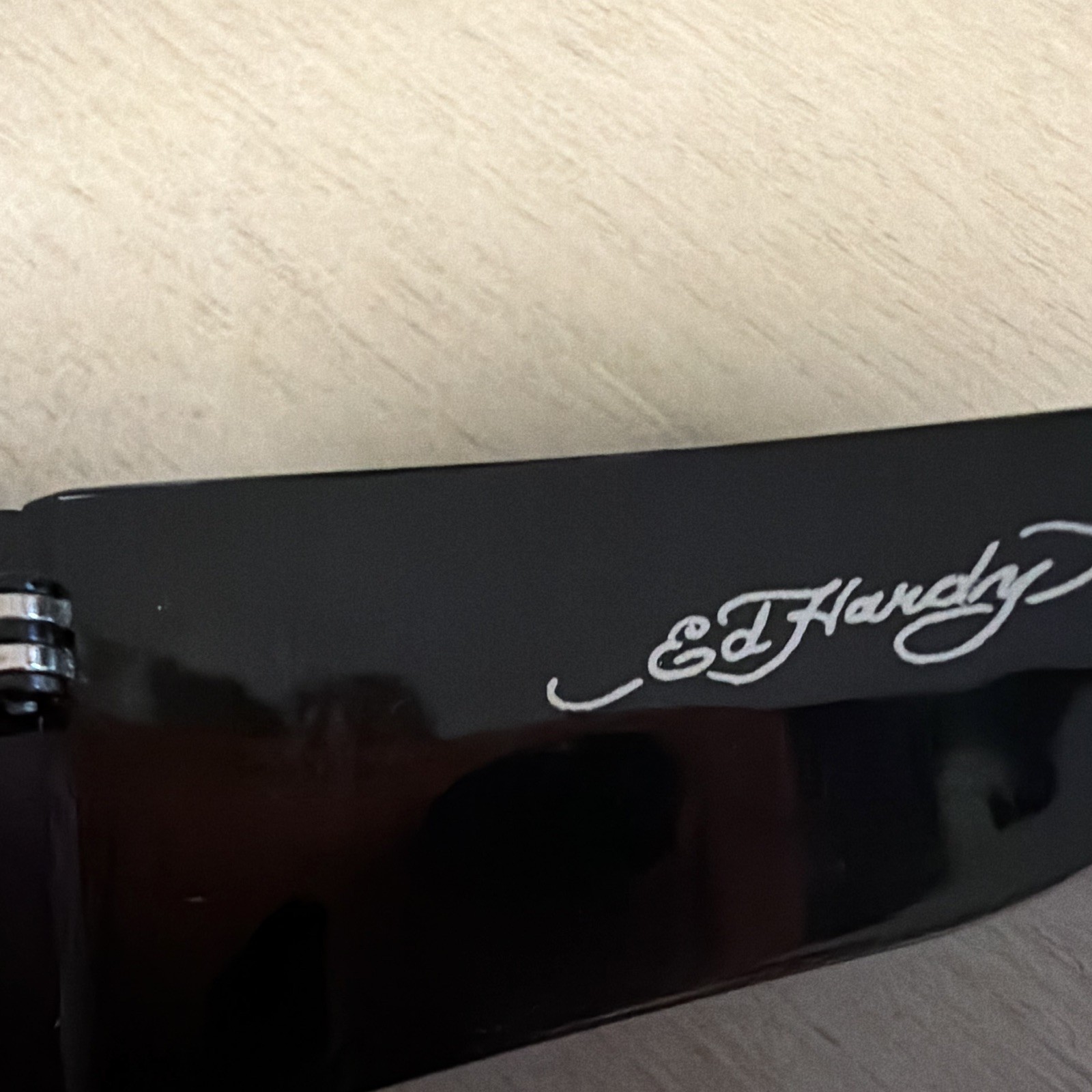 Ed Hardy Shield Sunglasses EHS045 Black Plastic Frame Gray Lens 120mm