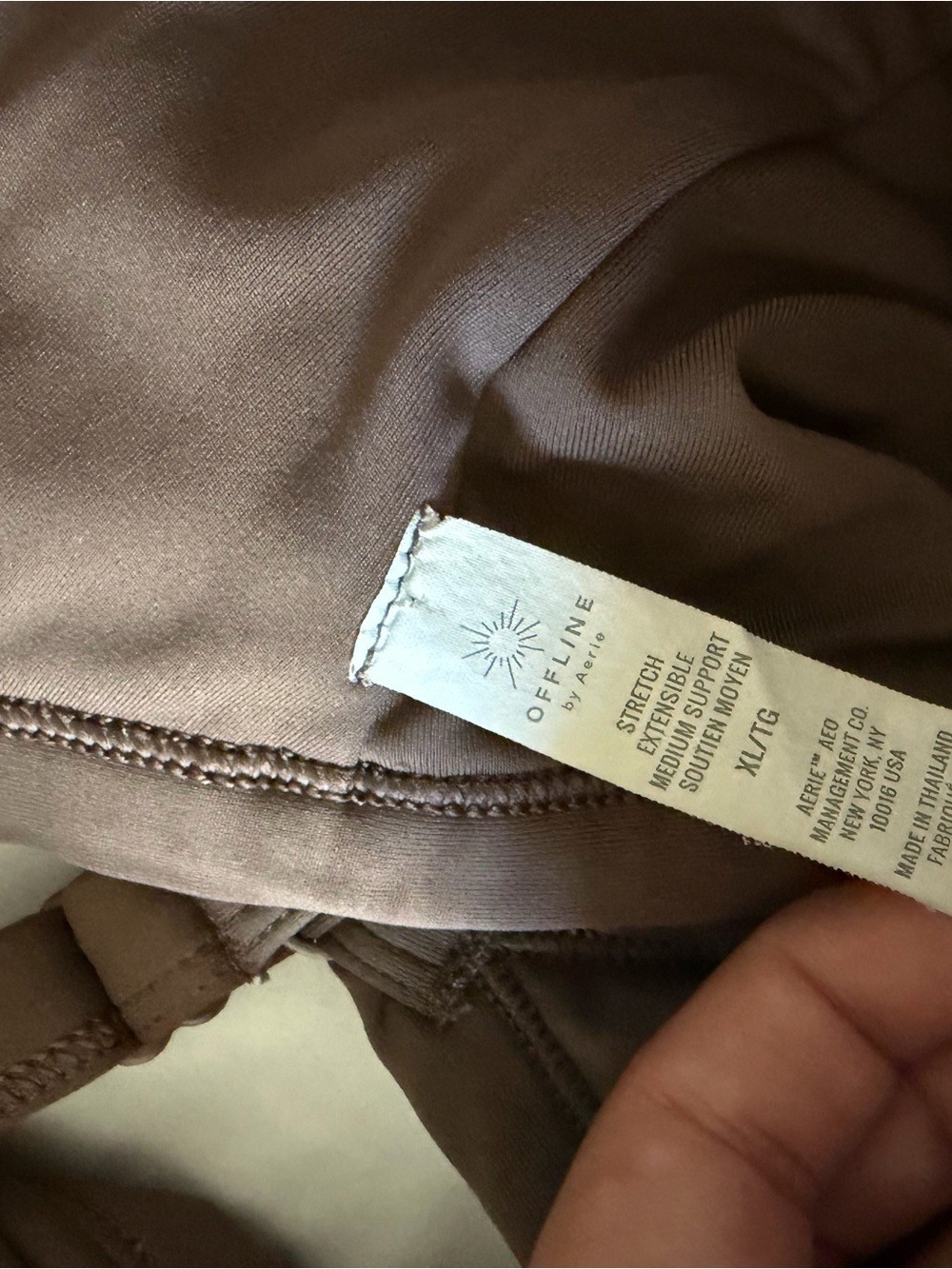 AERIE Offline Stretch Medium Support Brown Sports Bra Adjustable Straps Size XL