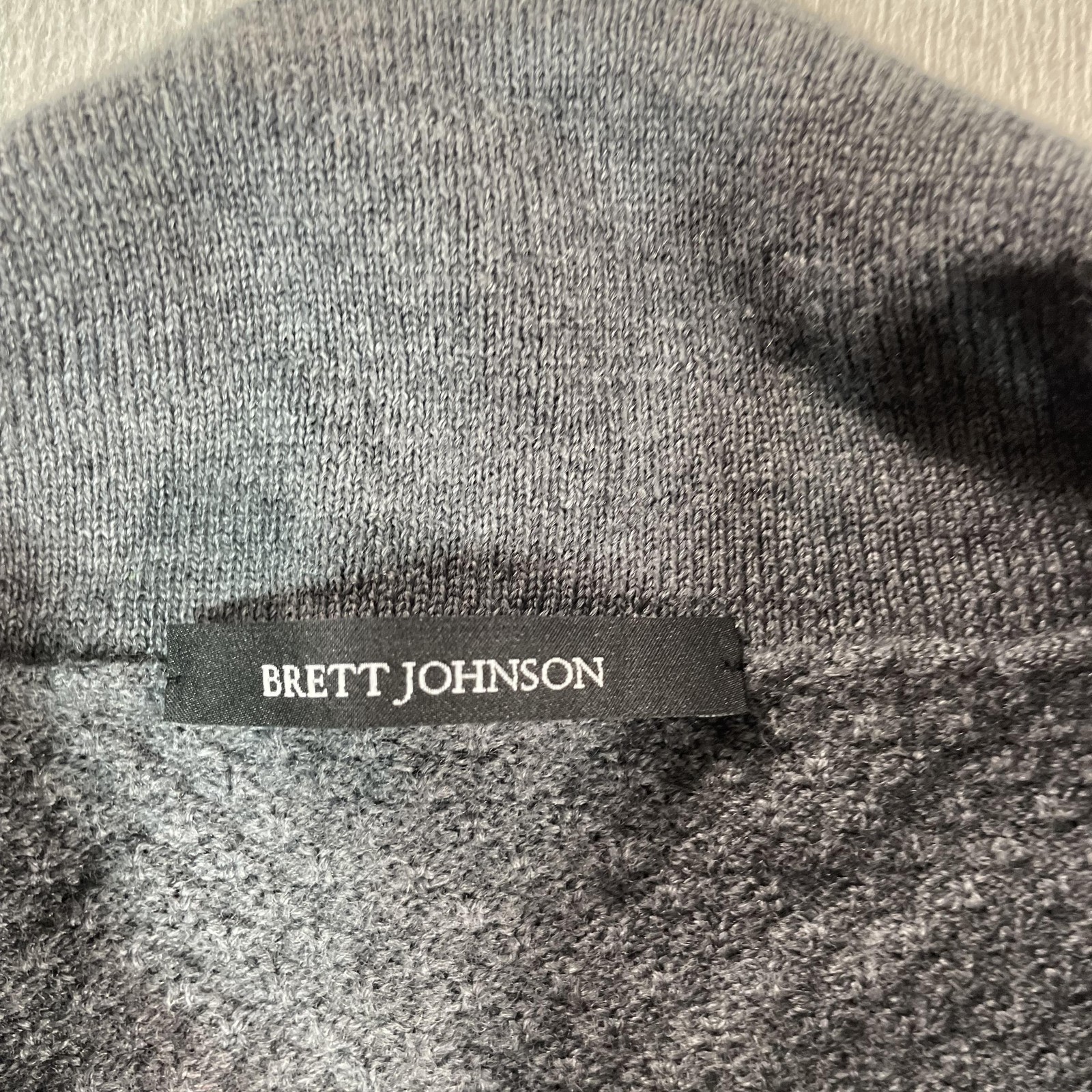 Brett Johnson Sweater Mens Large Gray Collared Merino Wool Knit Pullover Italy