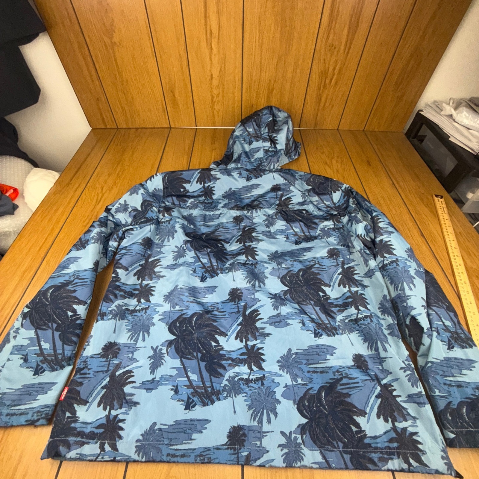 Levi’s Pullover Anorak Jacket Hooded Palm Print Blue XL