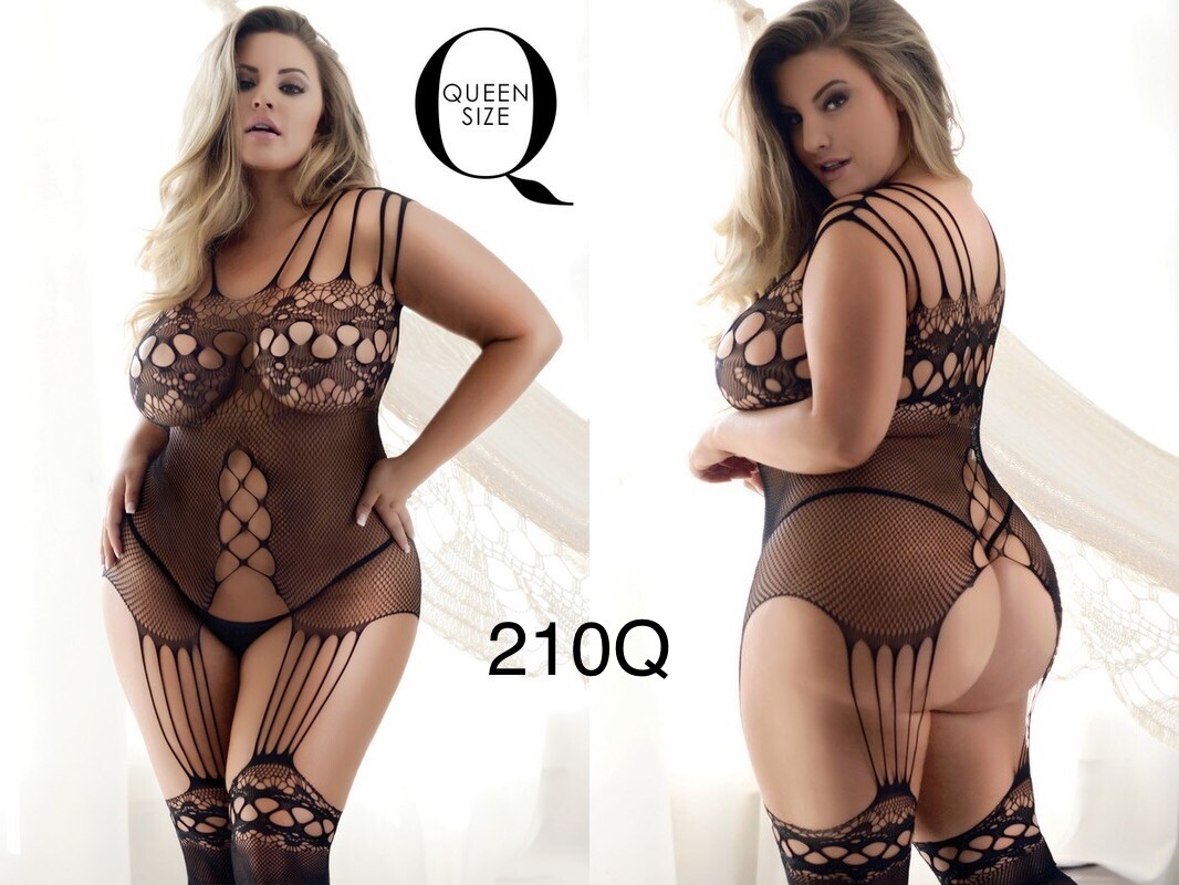 Bodysuit Body Stocking Queen Plus Size Lingerie Mesh Fishnet Garter Sexy Stretch