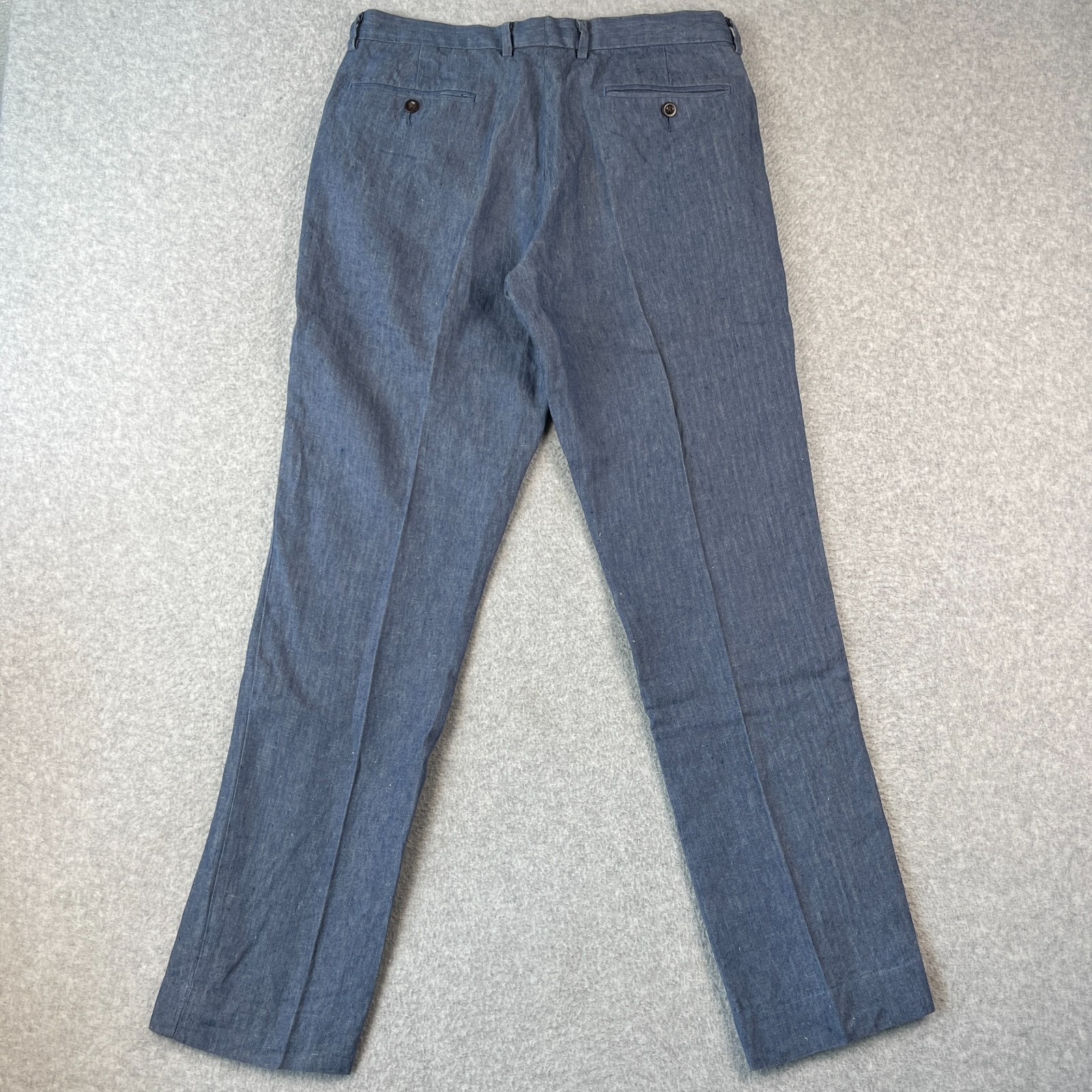 J Crew Bowery Slim Fit 100% Linen Mcnutt Pants 32×32 Mens Blue Lightweight