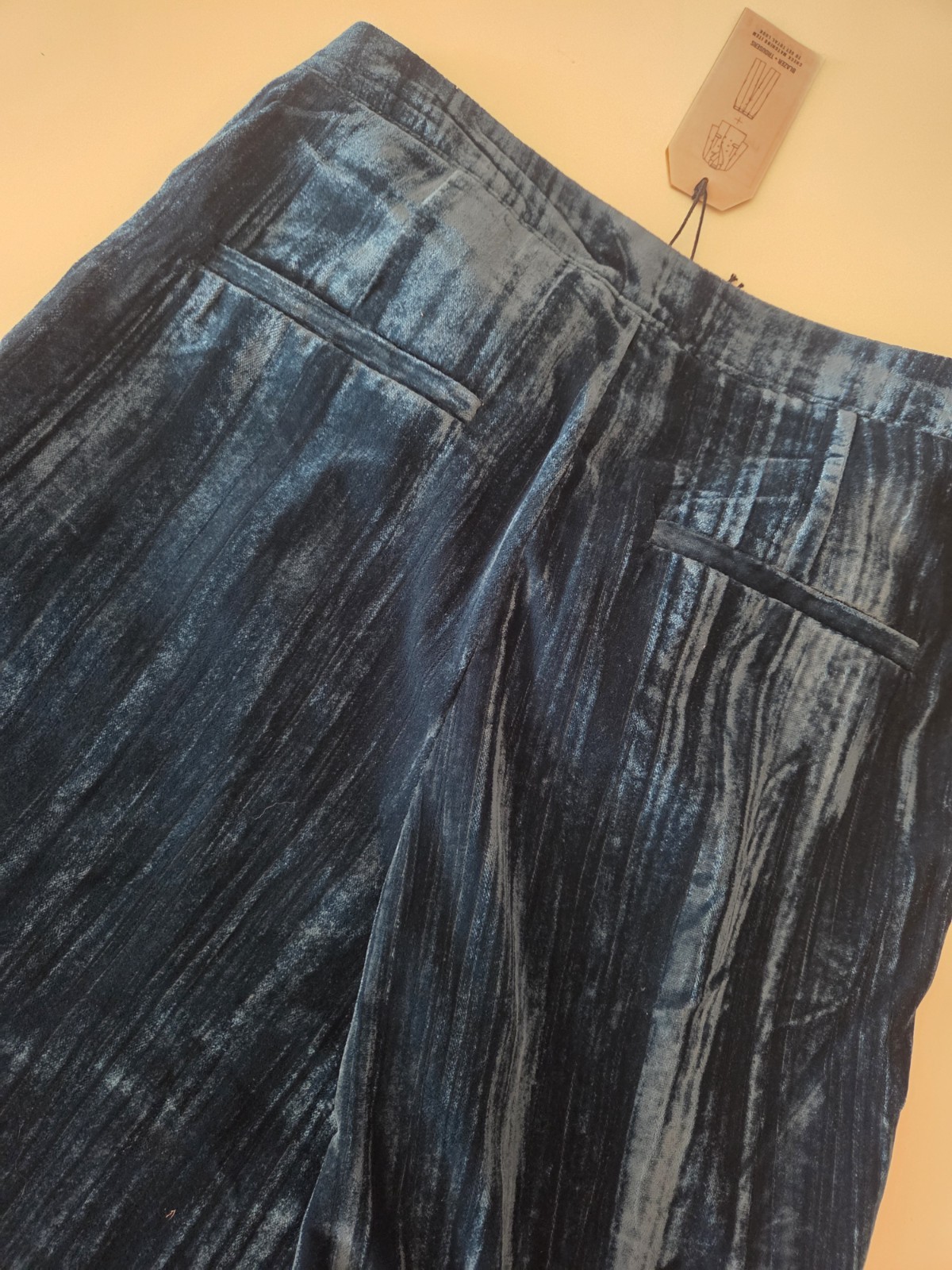 Medicine Everyday Therapy Teal Blue Crushed Velvet Wide Leg Trousers