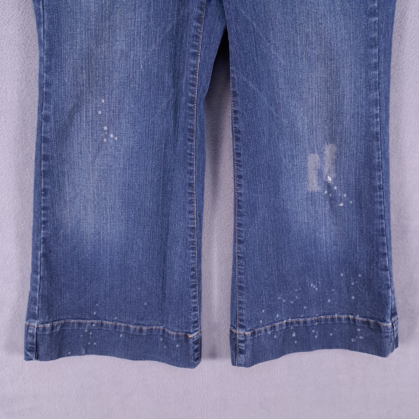 Hint Jeans Womens Juniors 7 Blue Stretch Denim Cropped Flare Leg Grunge