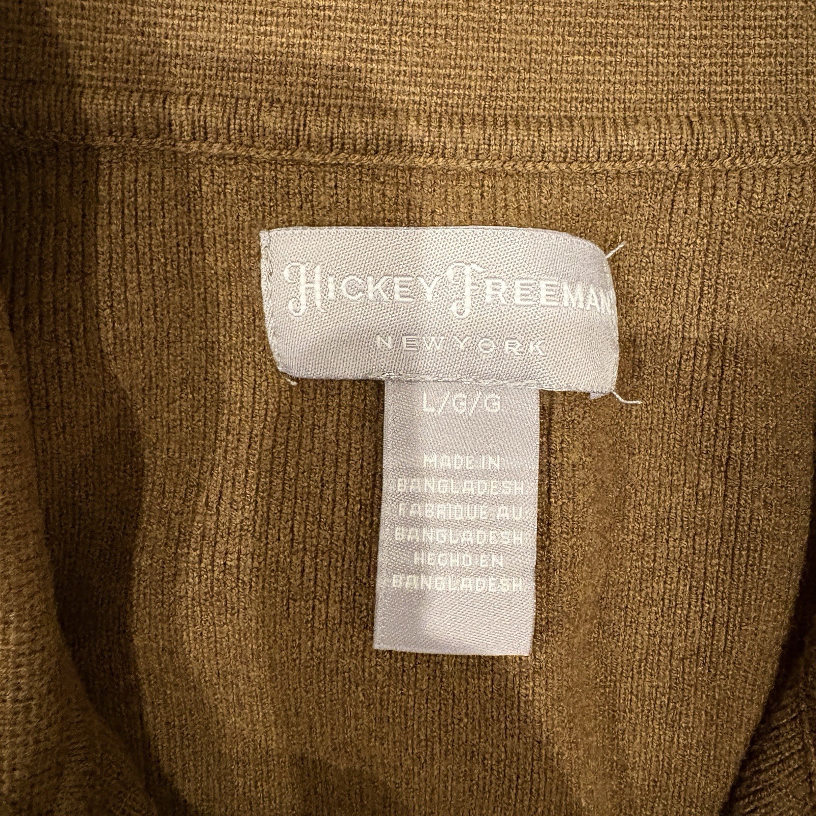 Men’s Hickey Freeman New York Brown Pullover Quarter Zip Large Sweater Polo