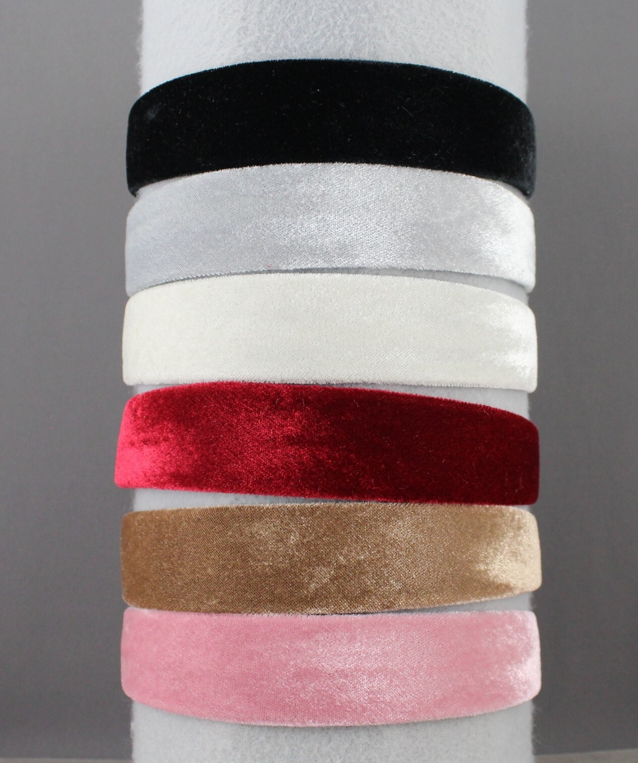 White Cream velvet headband soft velour hair accessory 1.25″ wide plain classic