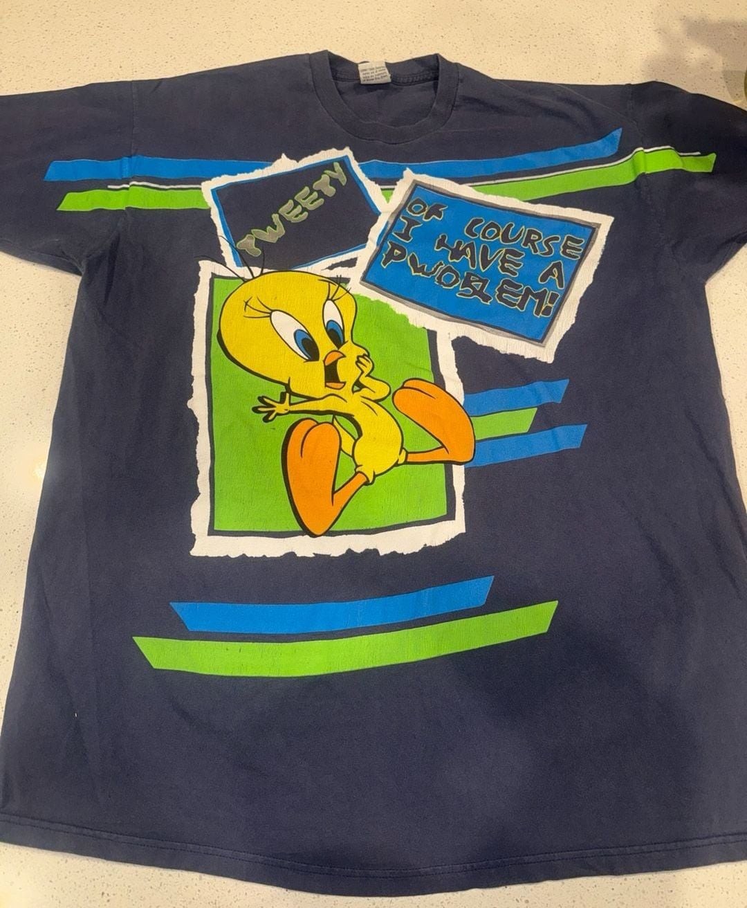 Vintage 1997 Looney Tunes Tweety Bird Of Course I Have a Pwoblem T-Shirt