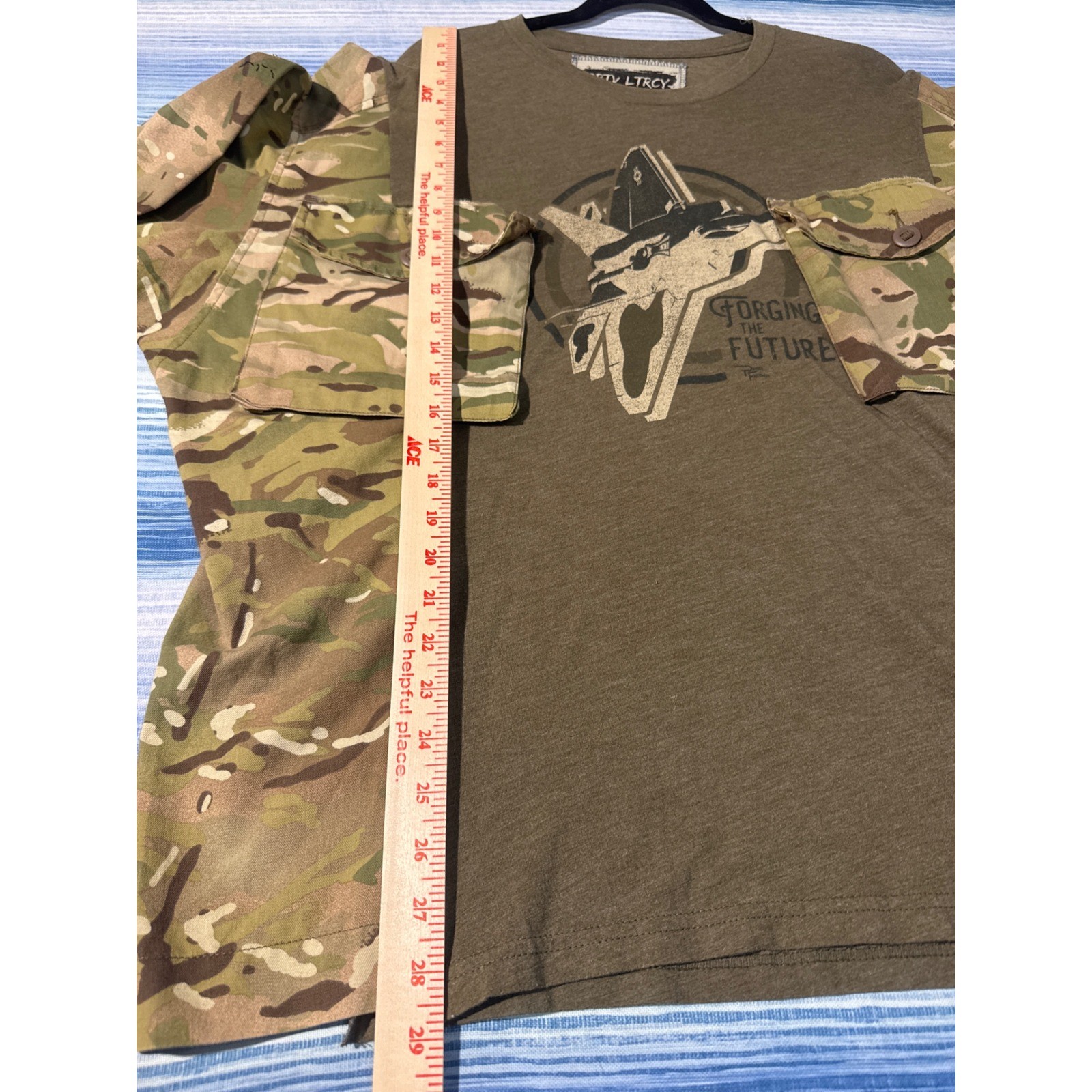 Upcycled Multicam Camo Army Hybrid Tee Forging the Future Graphic Mens 2XL