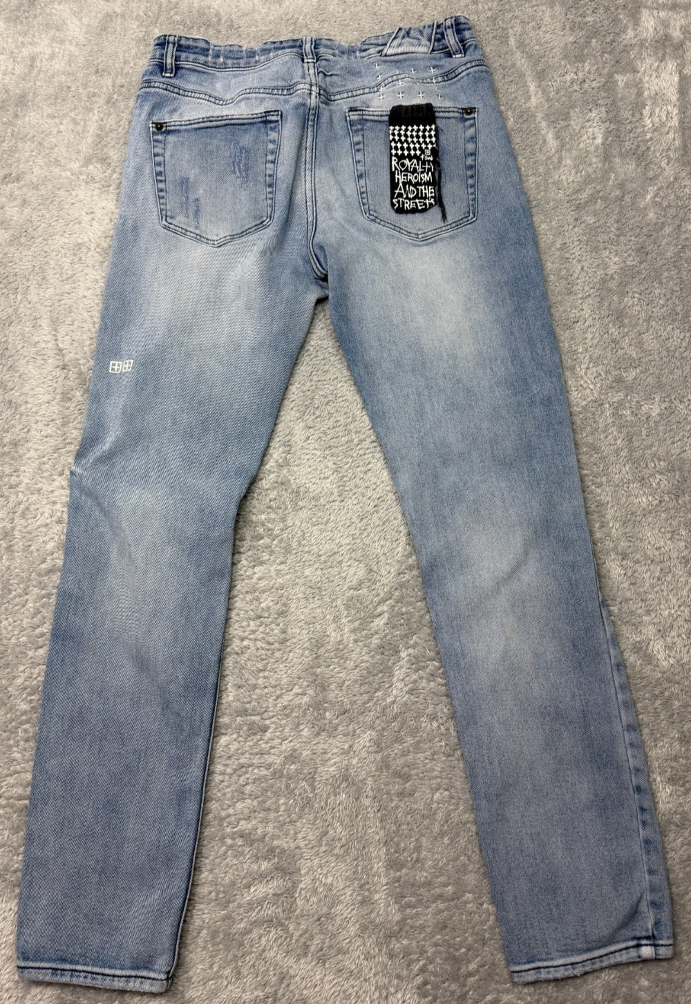 Ksubi Chitch Jeans 32×29.5 Philly Blue Distressed Skinny Stretch Button Fly