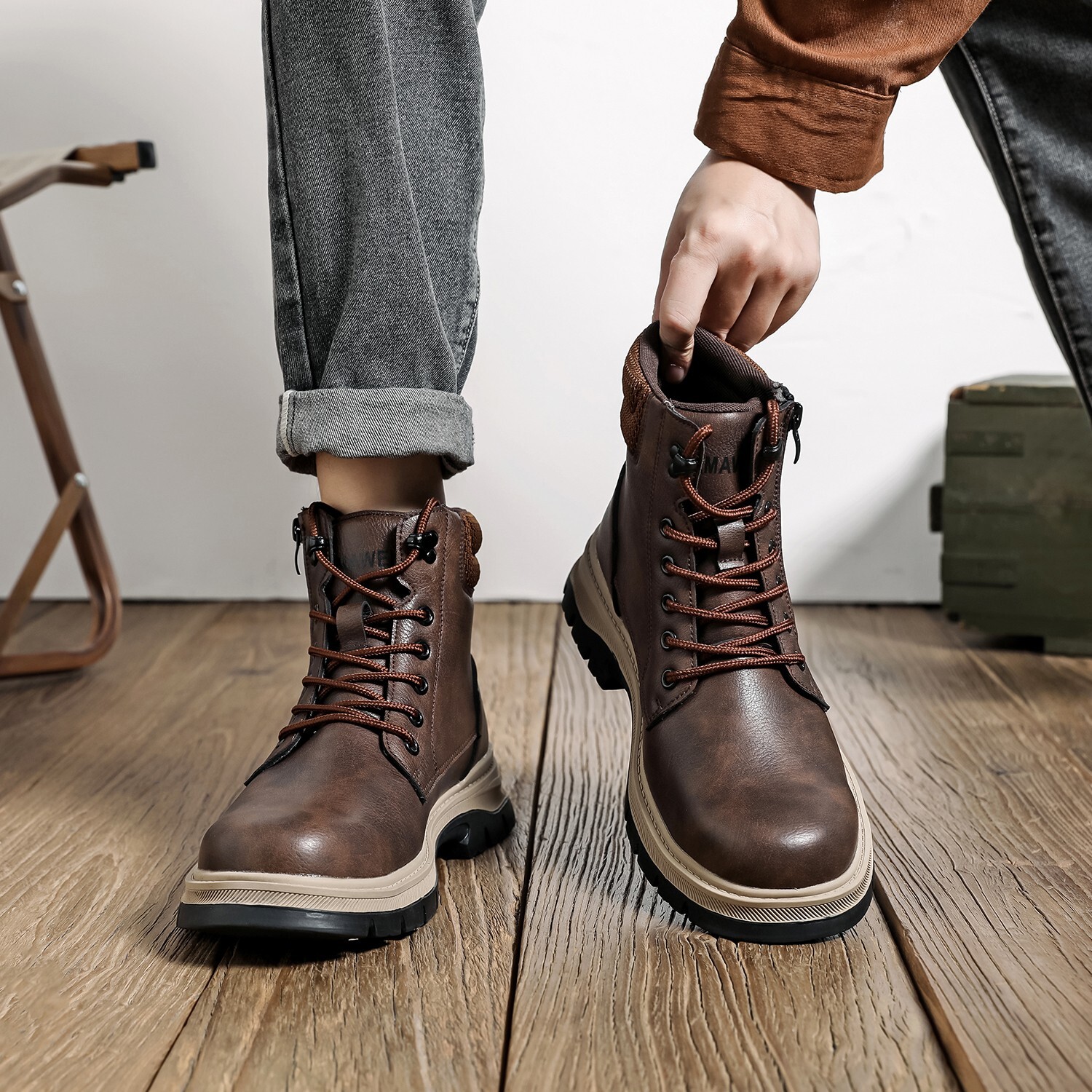 Men’s Work Safety Shoes Steel Toe Anti-Puncture waterproof Work Boots Gift