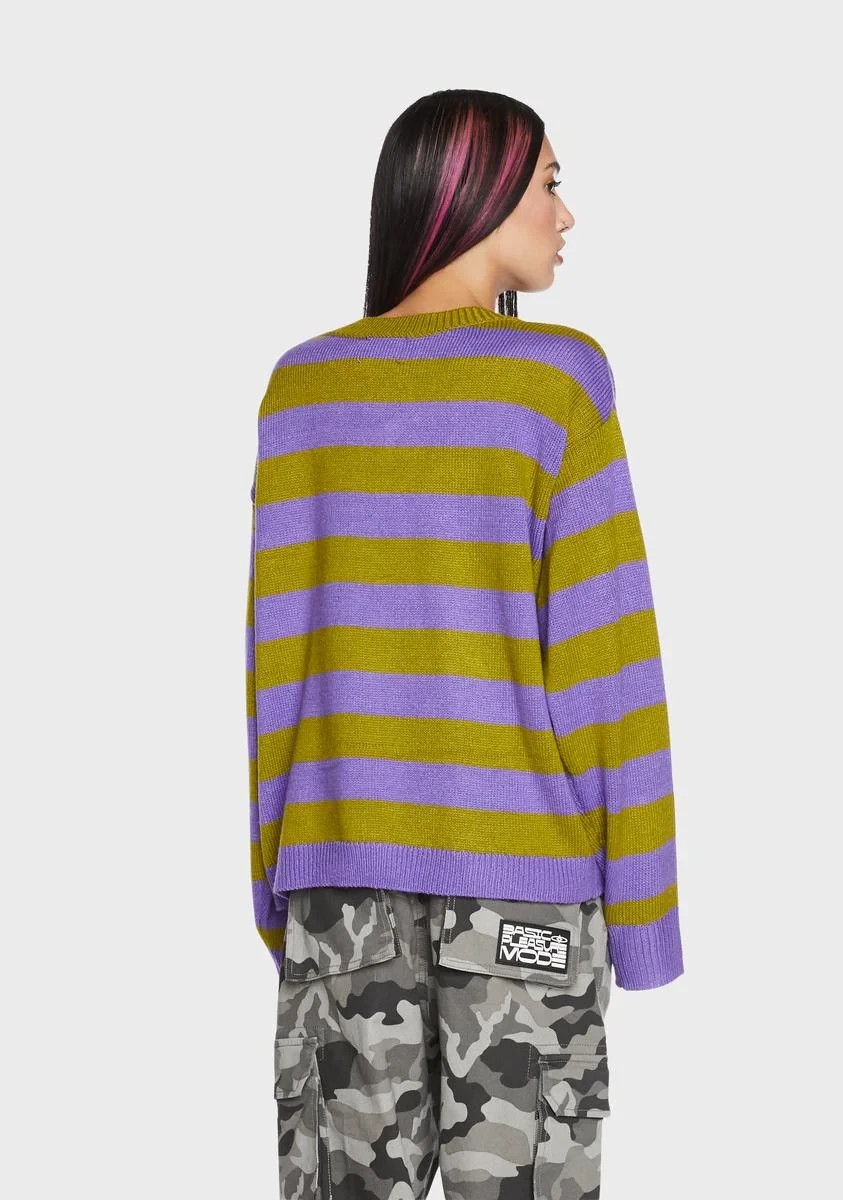 Basic Pleasure Mode Striped Star Sweater sz 10 Dolls Kill Urban Outfitters