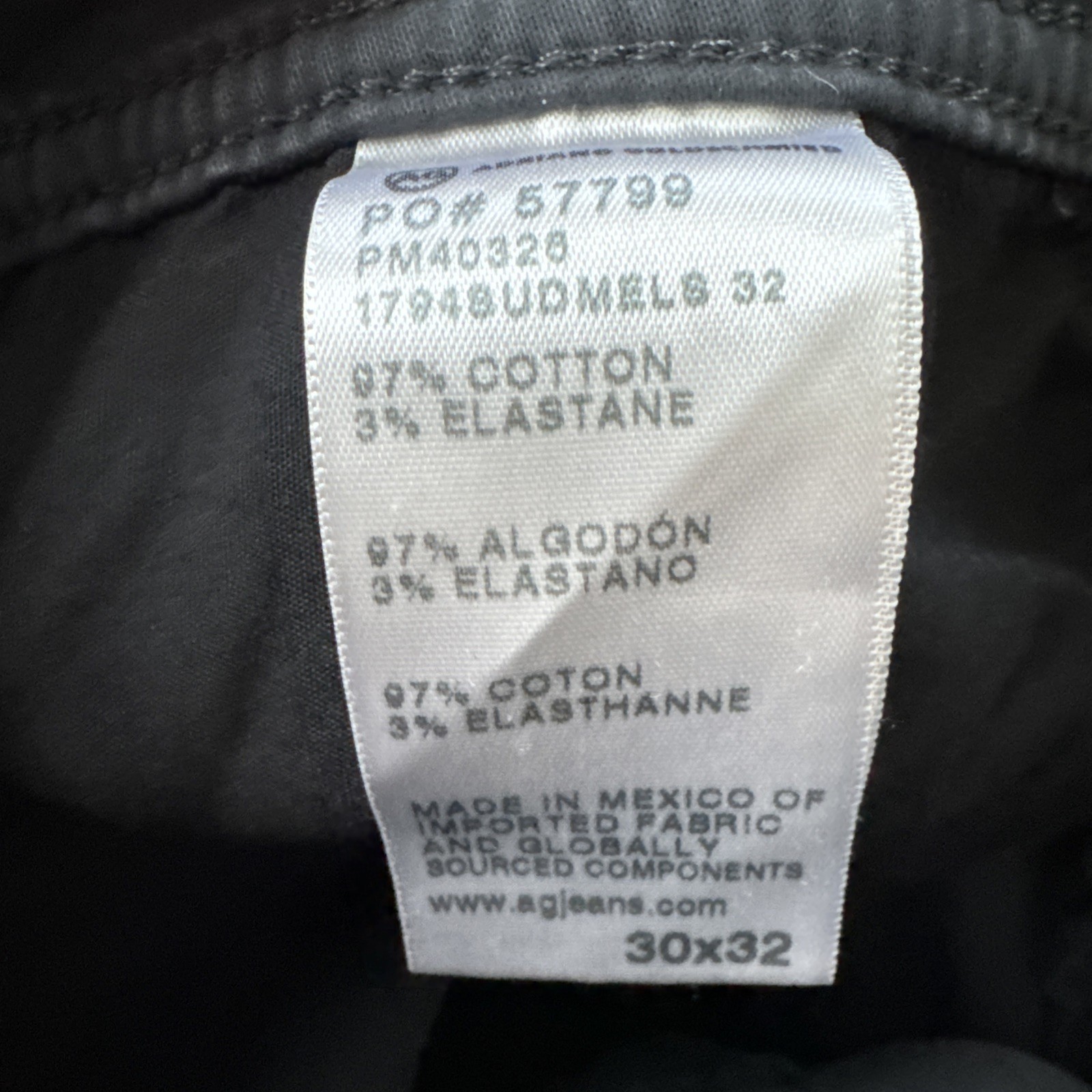 AG Adriano Goldschmied Everett Slim Straight Pants Mens Actual 30×29 Black Twill