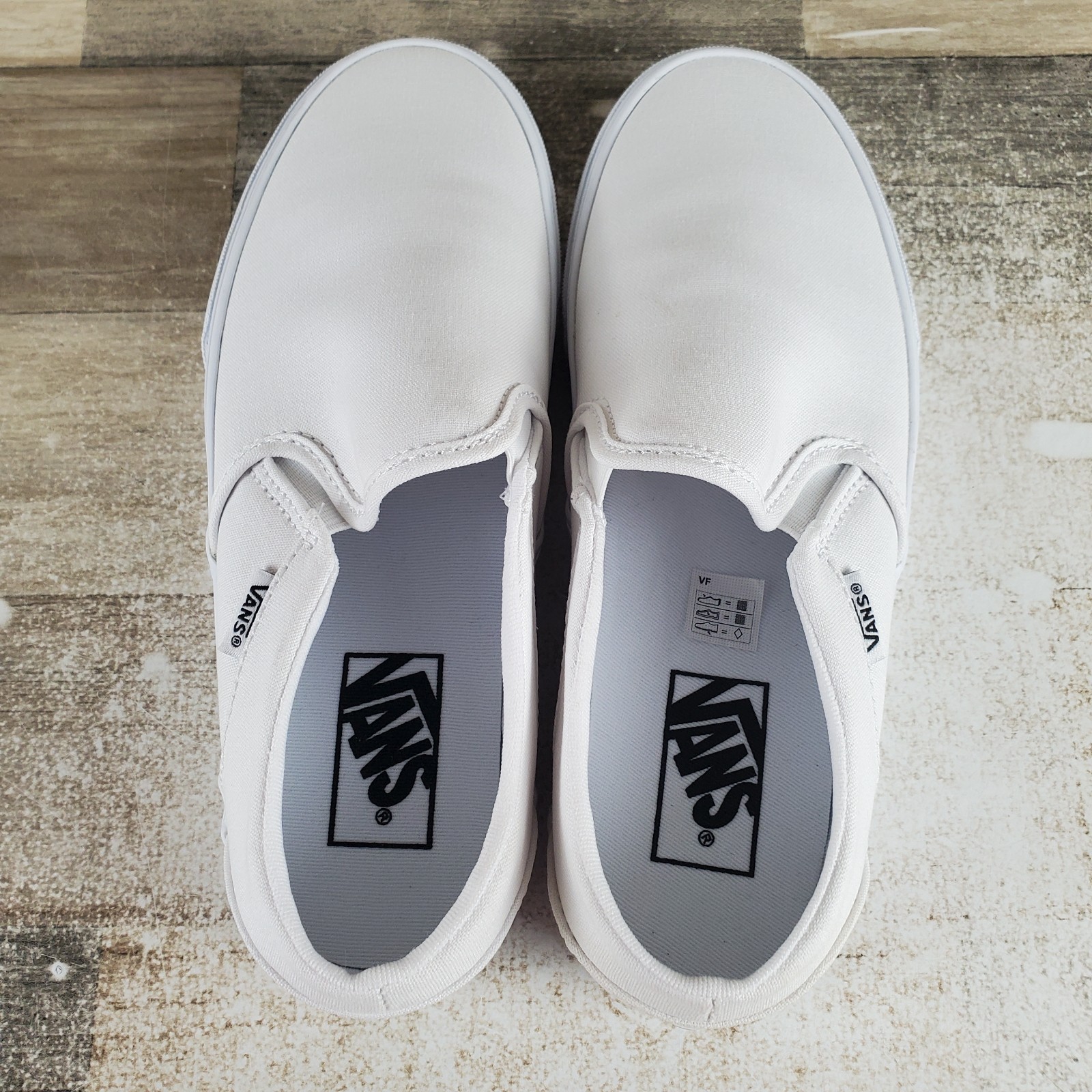 Vans Asher Womens Shoes Sz 8 Running White Elastic Gore Slip On Sneaker