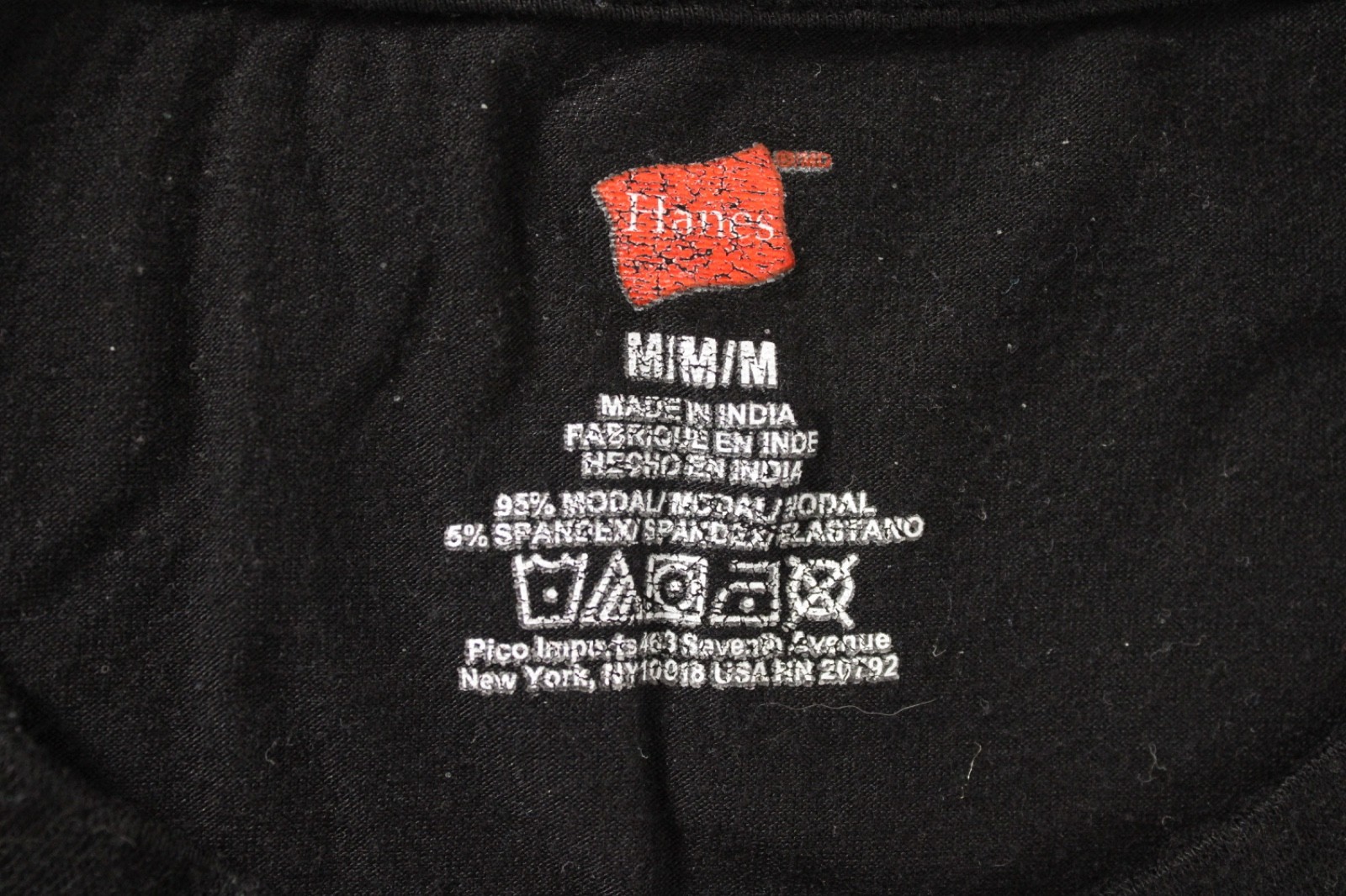 Hanes Black T-shirt Medium M Super Soft 95% Modal Viscose 5% Spandex Undershirt