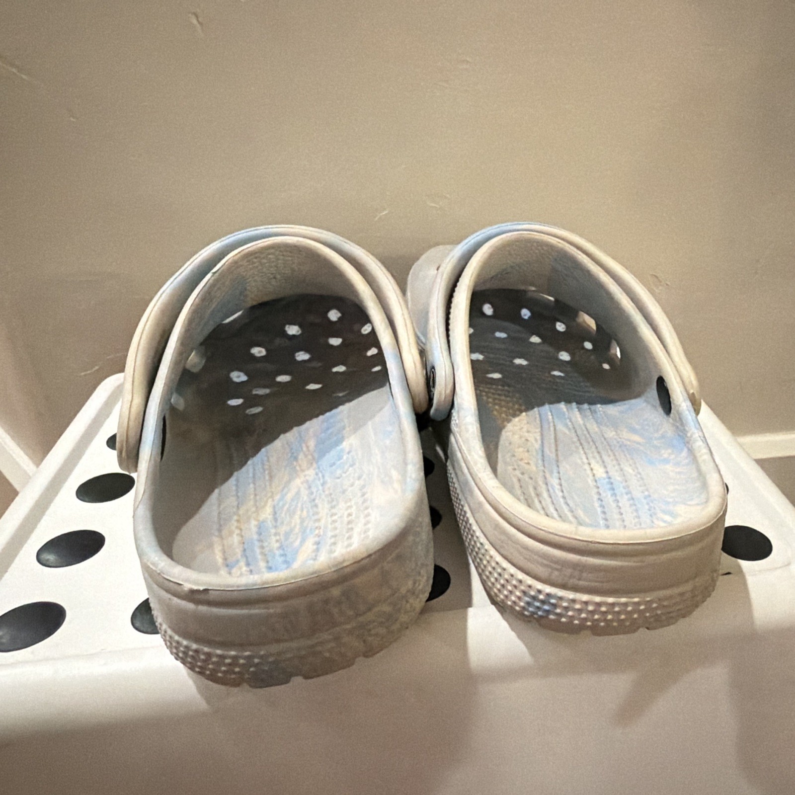 Crocs Classic Marbled Clog Sandals Men’s US 8 Slip-On Heel Strap Blue/White
