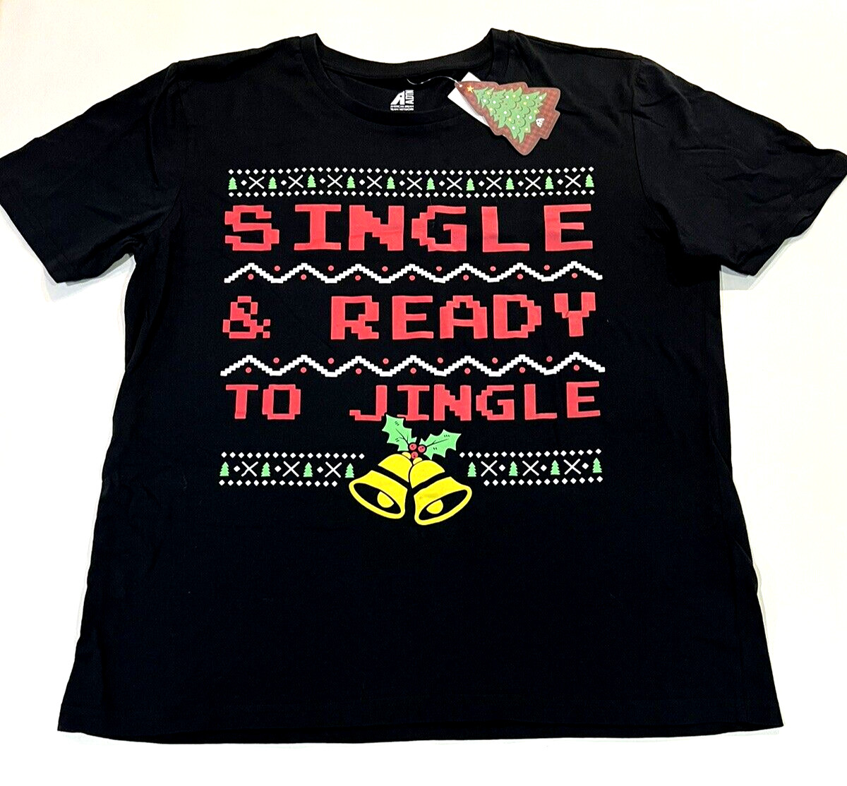 Single and Ready to Jingle Ugly Christmas Men’s Black Shirt Size L, XL, ADTN