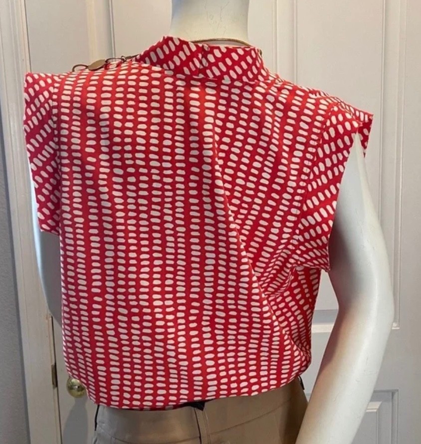 CAbi Madeleine Blouse Women Medium Style 294 Orange White Work Career Office Top