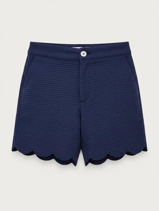 Lilly Pulitzer Buttercup Scalloped Hem Shorts Navy Blue NWT Size 8 Skort