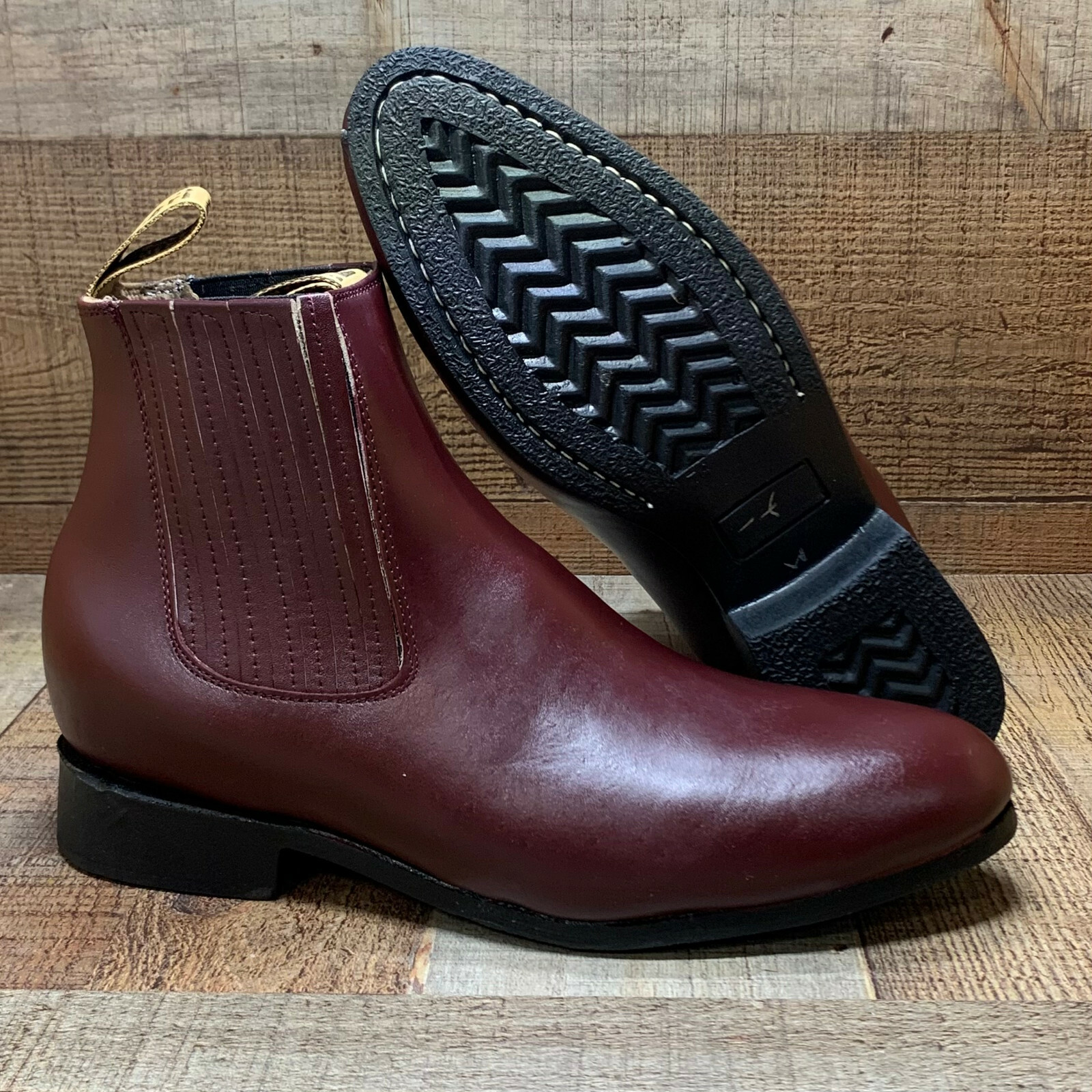 Men Charro Botin Vaquero Redondo Napa Western Cowboy Half boot Chelsea Round Toe