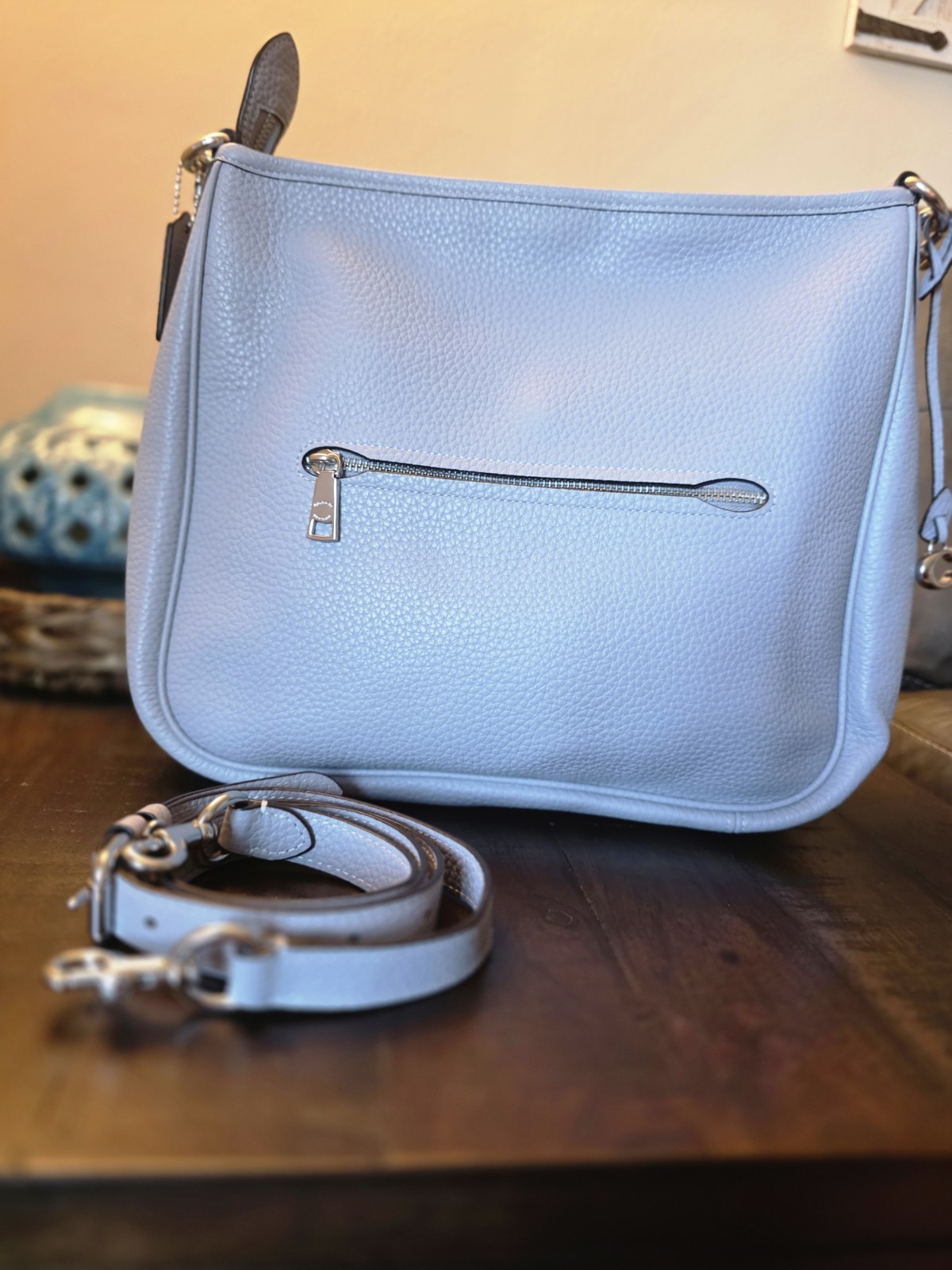 COACH Cary Shoulder Bag Blue Grey CC435 Leather