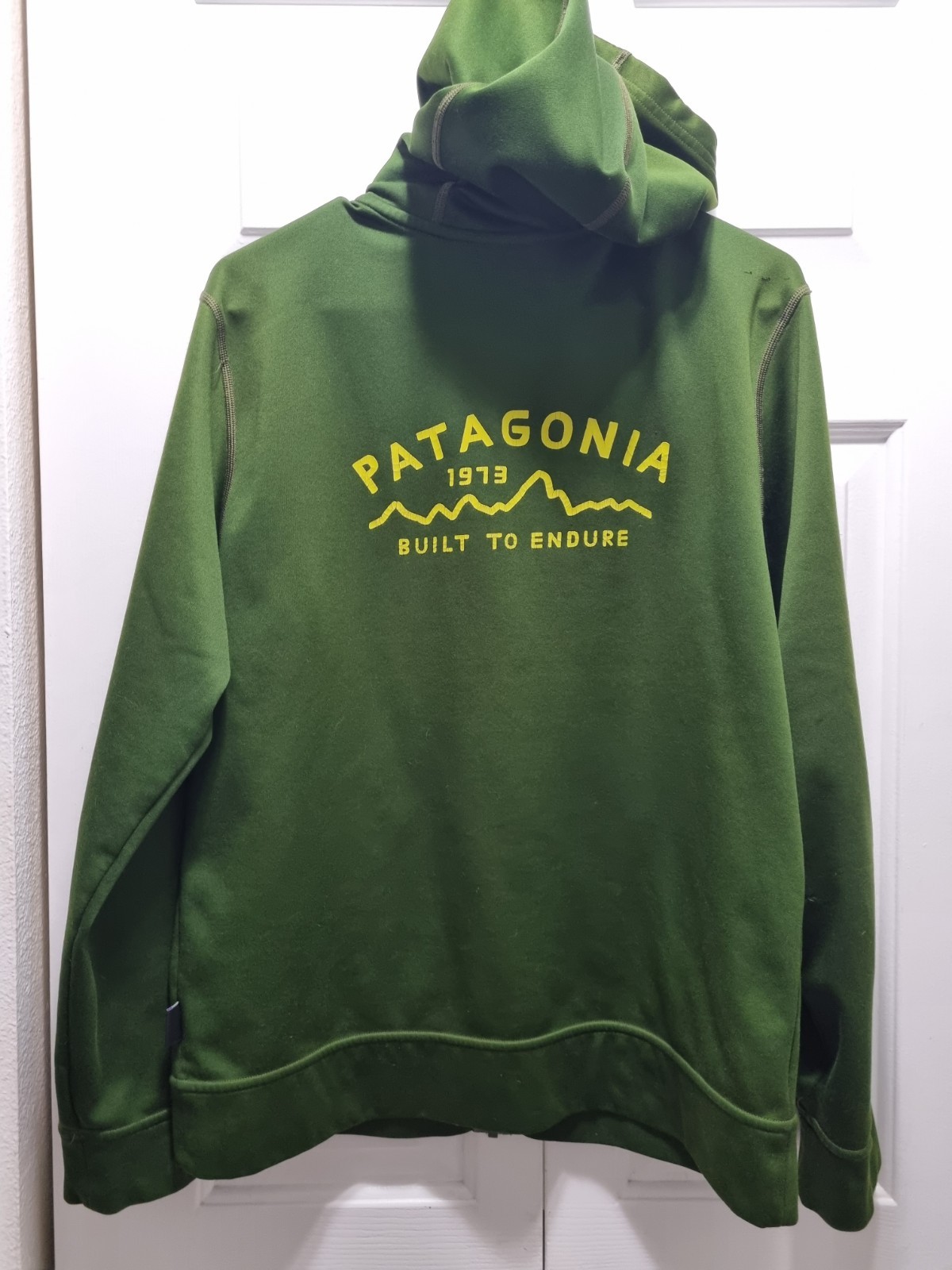 Patagonia Men’s Medium Regular Full Zip Fleece Hoodie Green/Gray Graphic Print