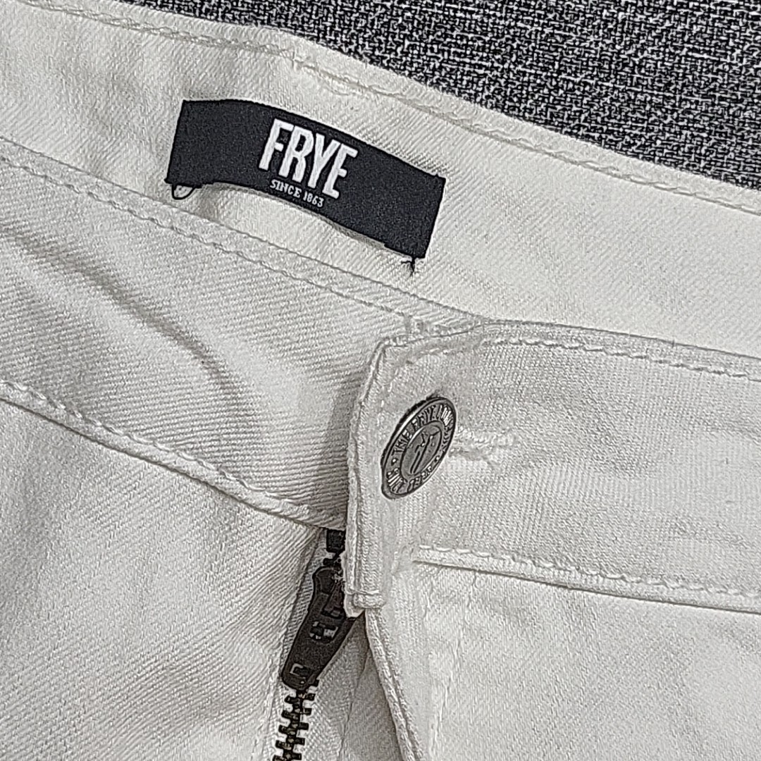 Frye Womens Button Zip Fly Straight Leg Jeans with Pockets Off White Size 16/34
