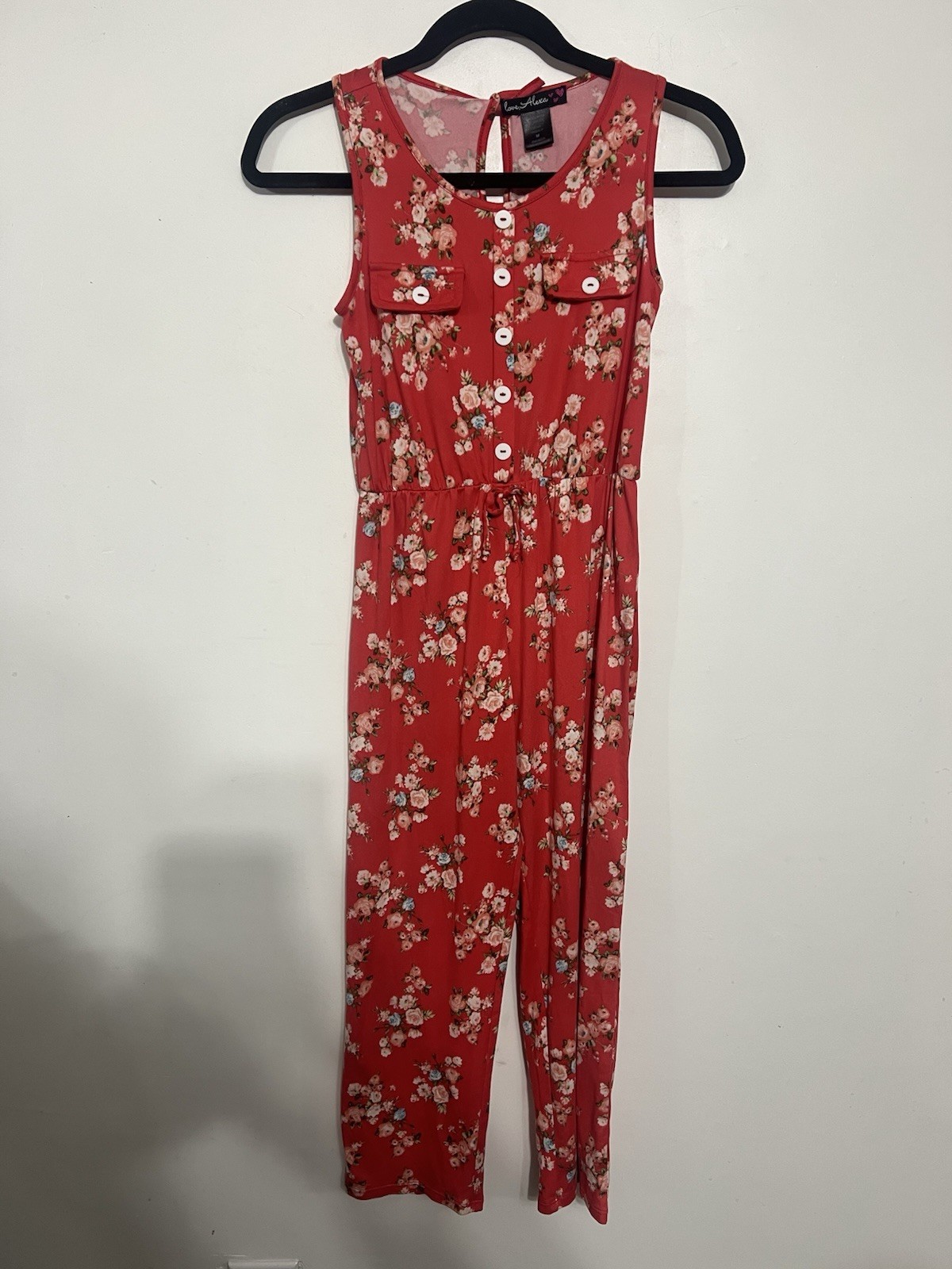 Designer love, Alexa Women’s Red Floral w Pockets Women’s Size M Key Hole Close