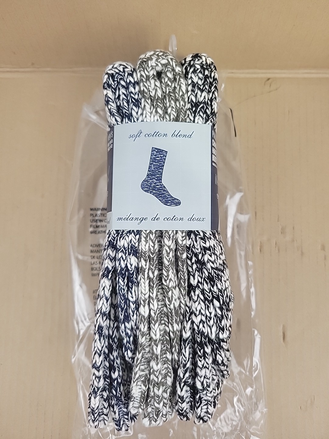 Original Weatherproof Vintage 3 Pack Boot Crew Socks, Blue, Grey, Black, 10-13