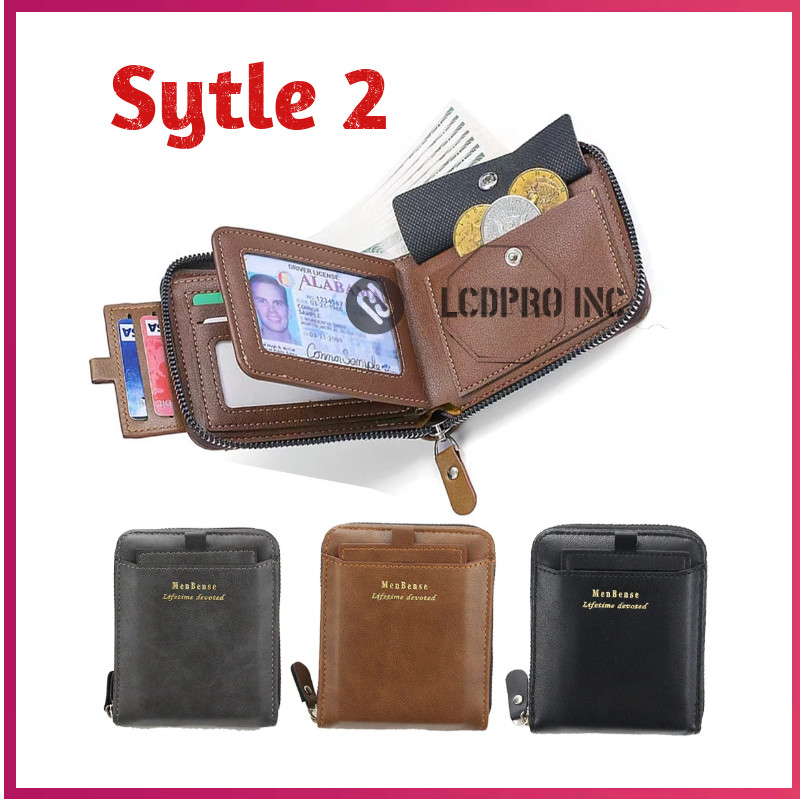 Mens RFID Blocking Leather Wallet Credit Card ID Holder Zipper Purse Waterproof